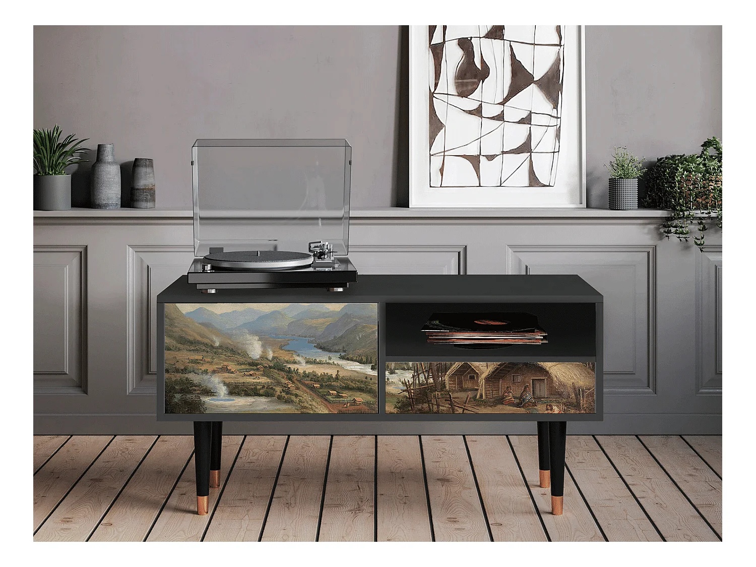 Meuble TV - 115х59х48 cm - T3 - View Across the Plains , Anthracite