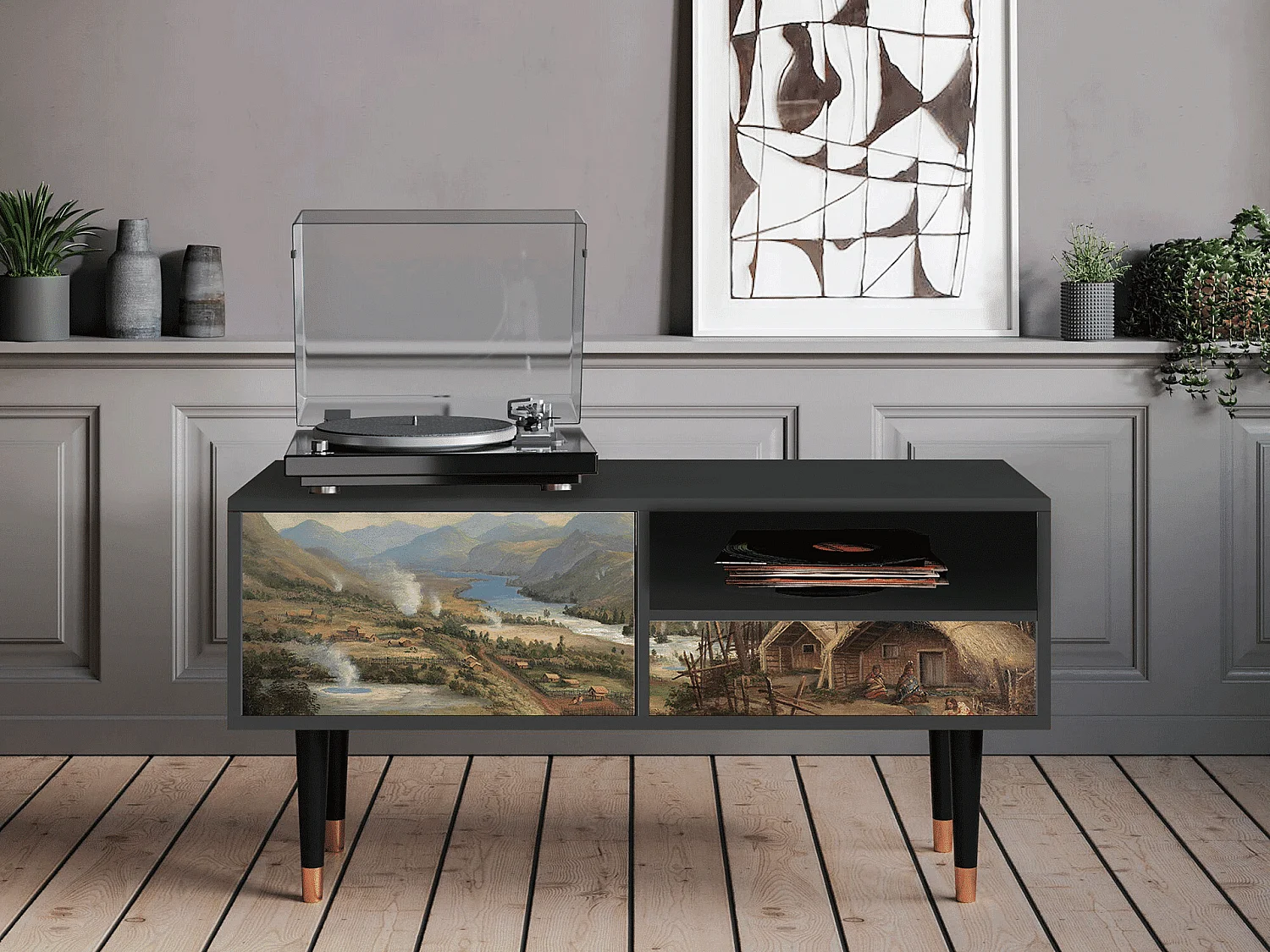 Mueble de TV - 115х59х48 cm - T3 - View Across the Plains , Antracite