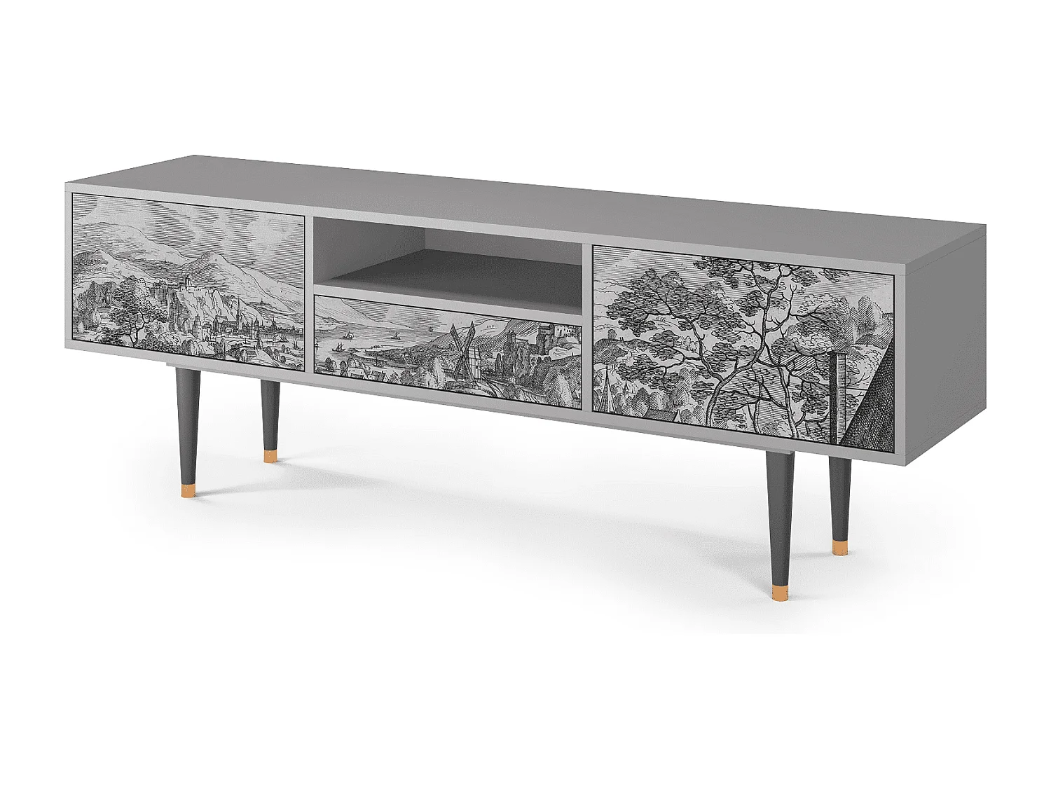 Meuble TV - 170х59х41 cm - T6 - Bird Dropping, Gris
