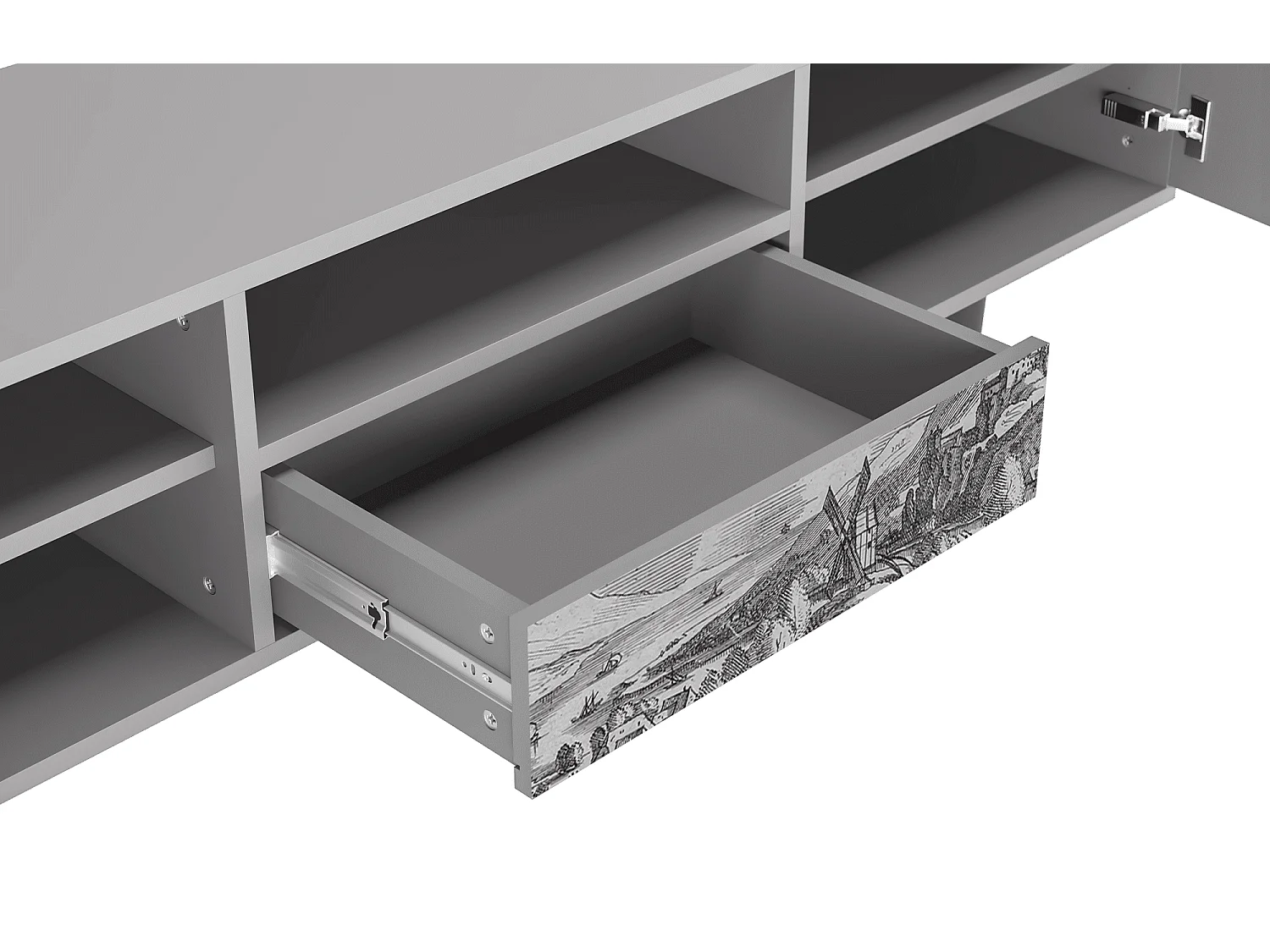 Meuble TV - 170х59х41 cm - T6 - Bird Dropping, Gris