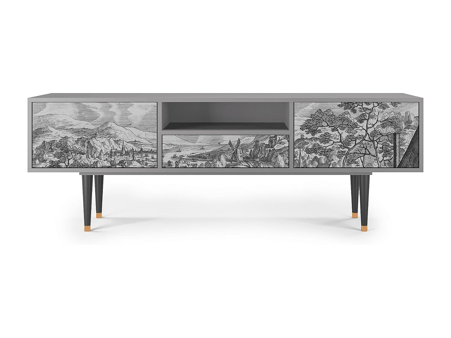 Meuble TV - 170х59х41 cm - T6 - Bird Dropping, Gris