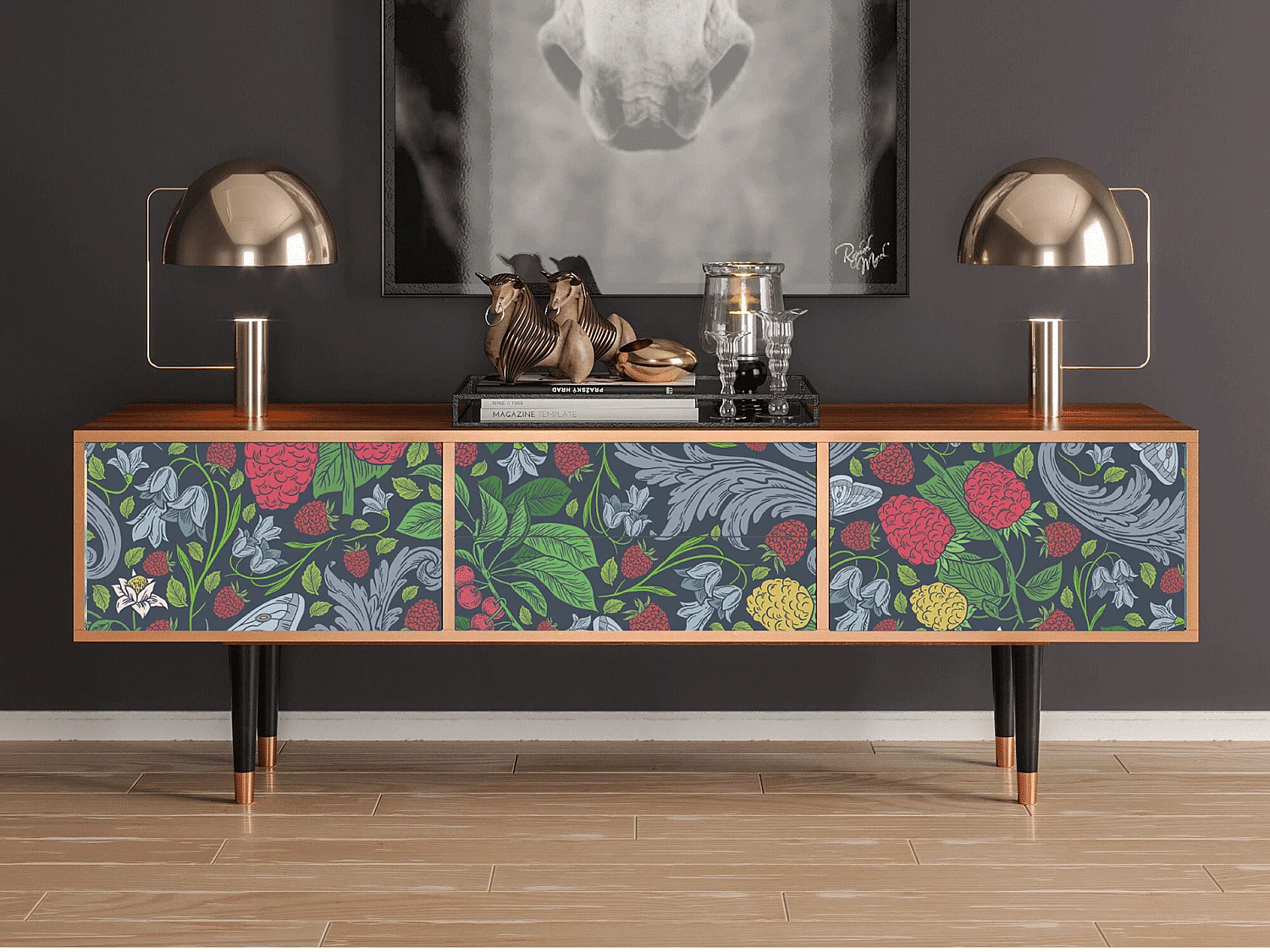 TV-meubel - 170х59х48 cm - T4 - Summer Berries, Walnoot