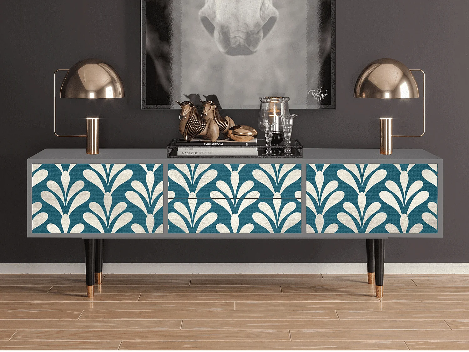 Mobile TV - 170х59х48 cm - T4 - Milky Tears, Grigio