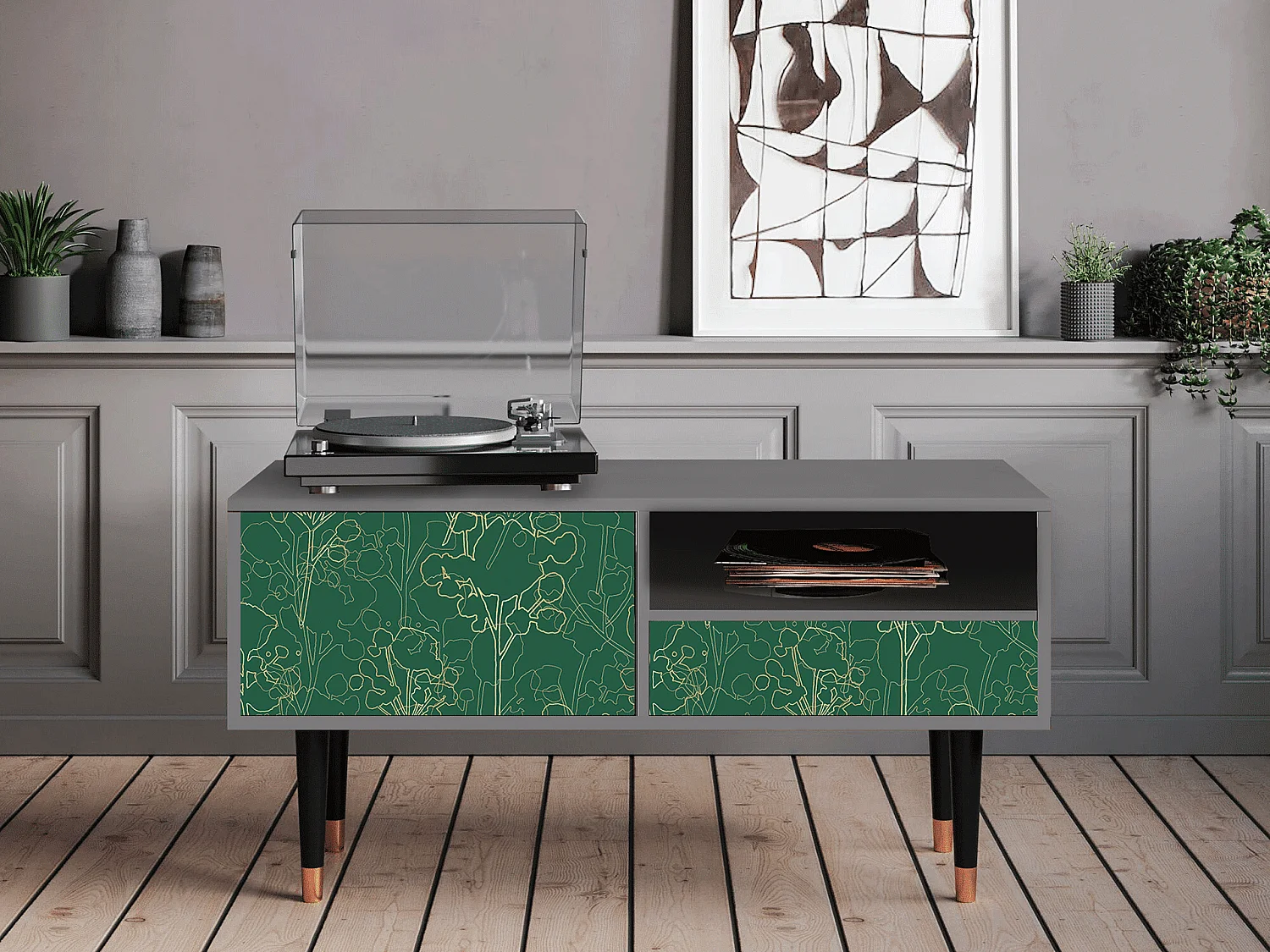 Mobile TV - 115х59х48 cm - T3 - Emerald Forest, Grigio
