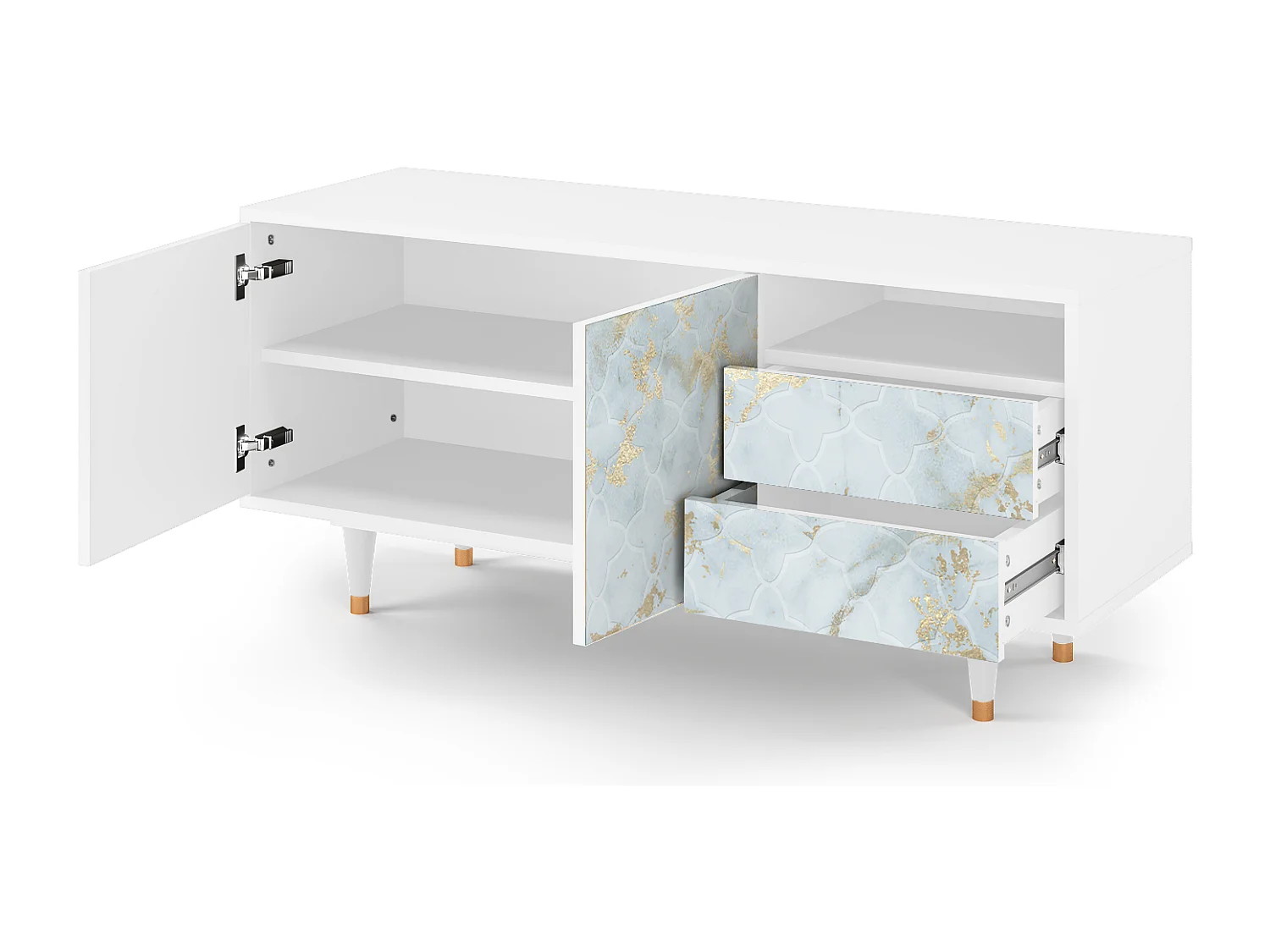 Mobile TV - 125х56х41 cm - T7 - Golden Waves, Bianco