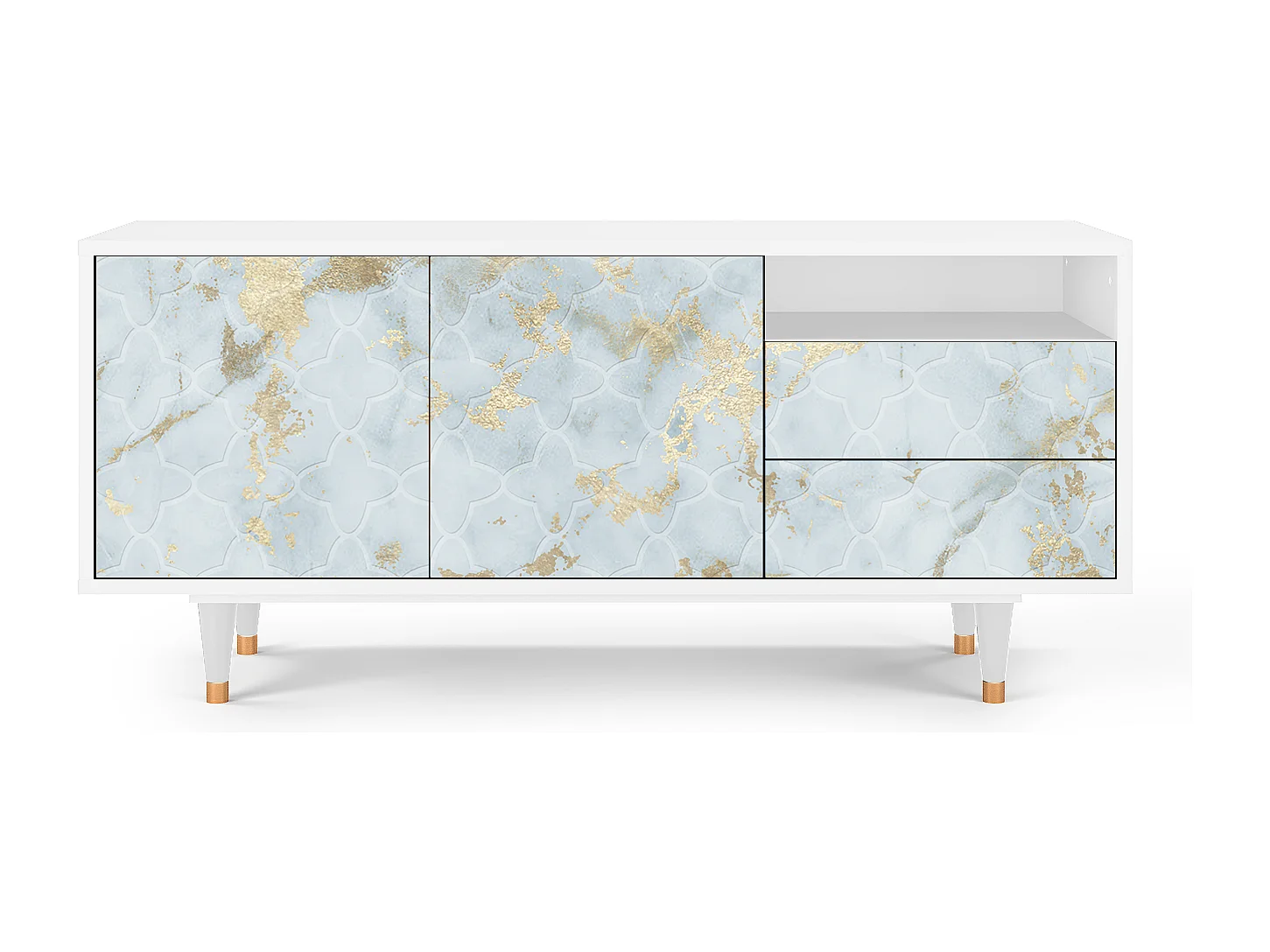 Szafka RTV - 125х56х41 cm - T7 - Golden Waves, Biały