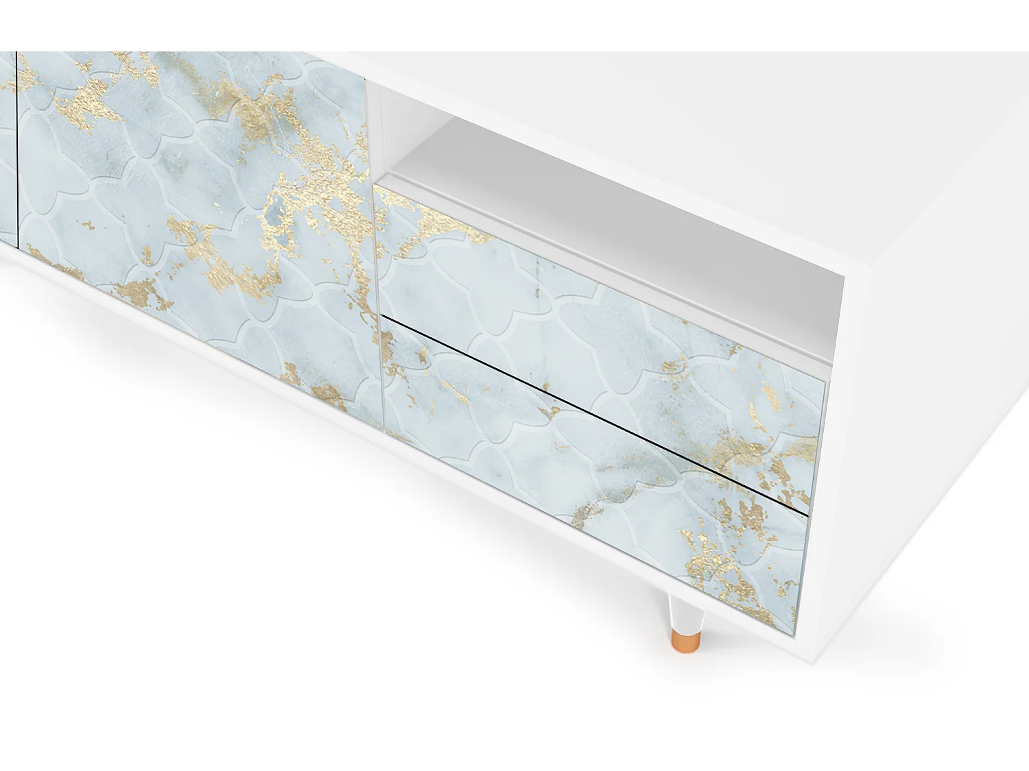 Szafka RTV - 125х56х41 cm - T7 - Golden Waves, Biały