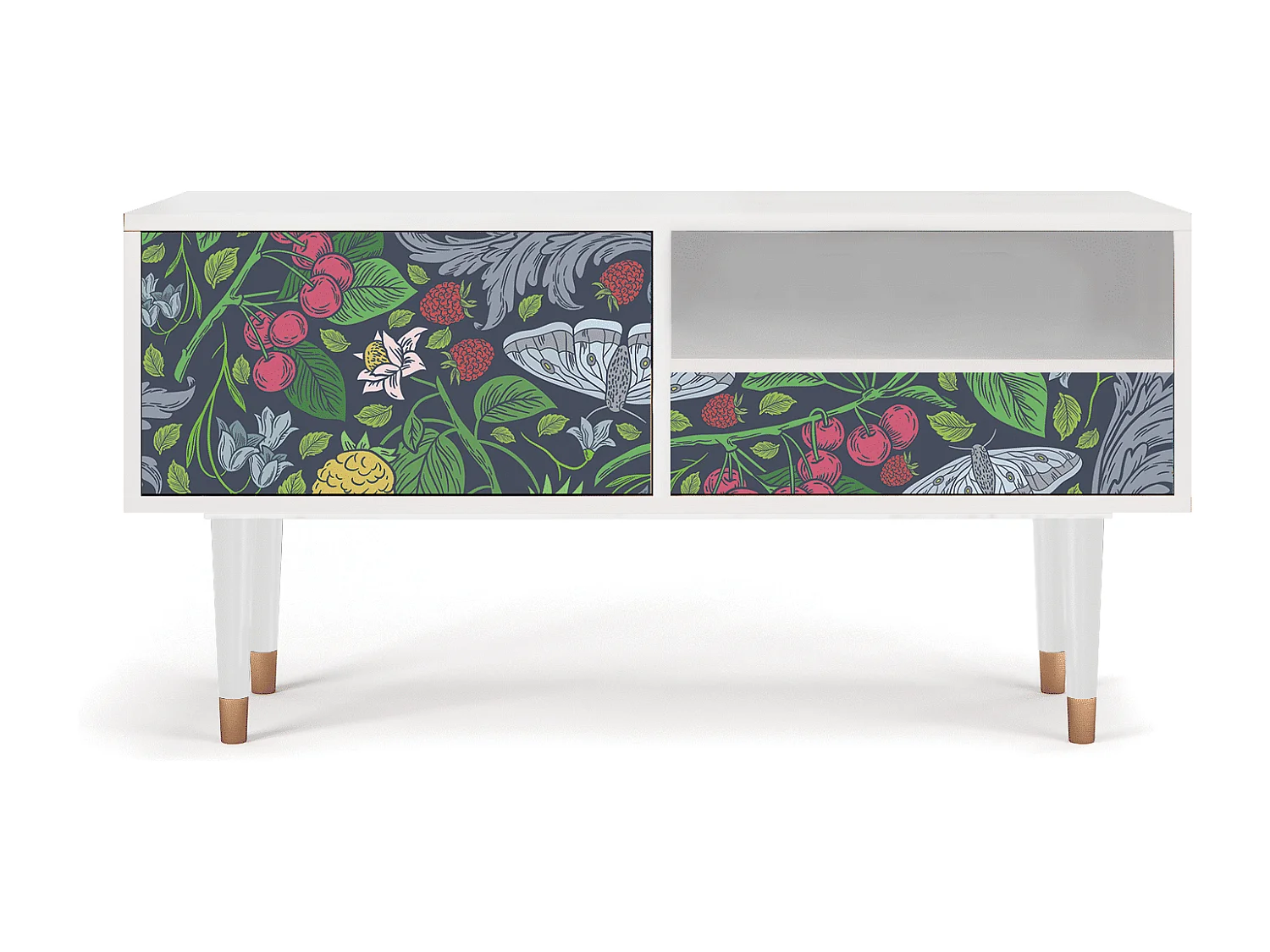 Meuble TV - 115х59х48 cm - T3 - Summer Berries, Blanc