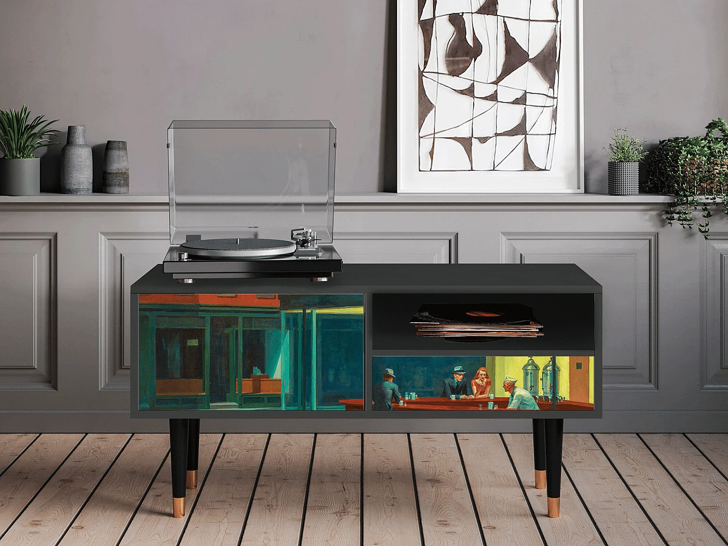 Szafka RTV - 115х59х48 cm - T3 - Nighthawks by Hopper, Antracyt