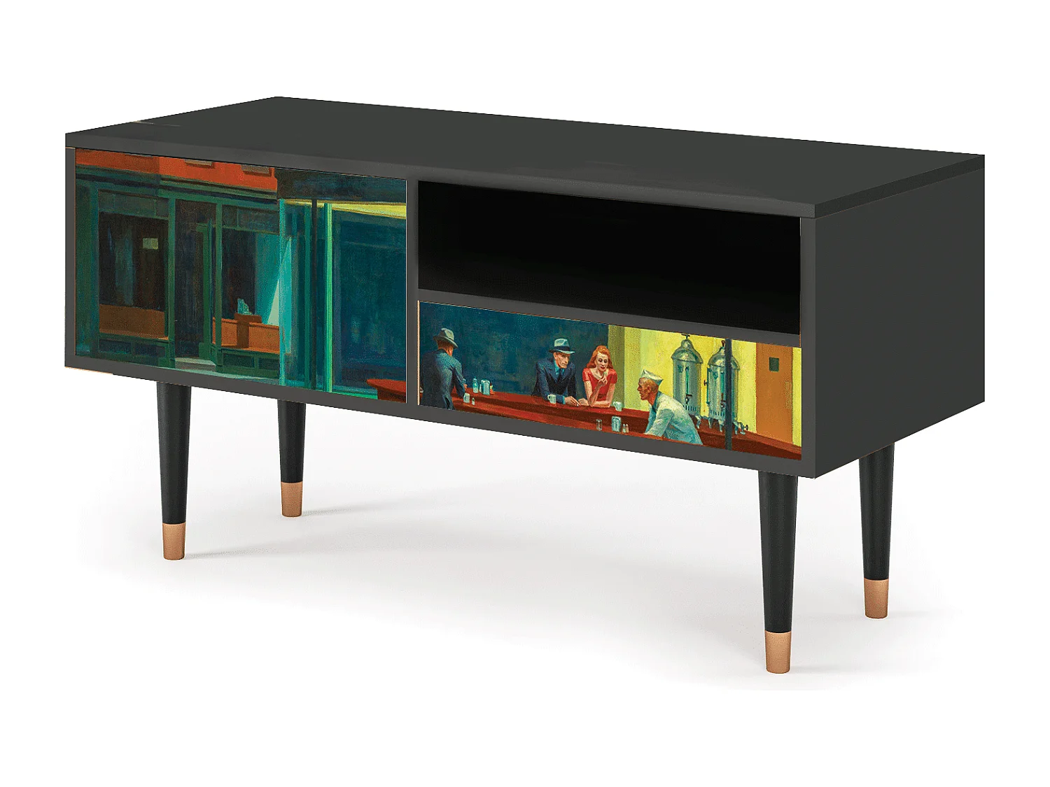 Szafka RTV - 115х59х48 cm - T3 - Nighthawks by Hopper, Antracyt