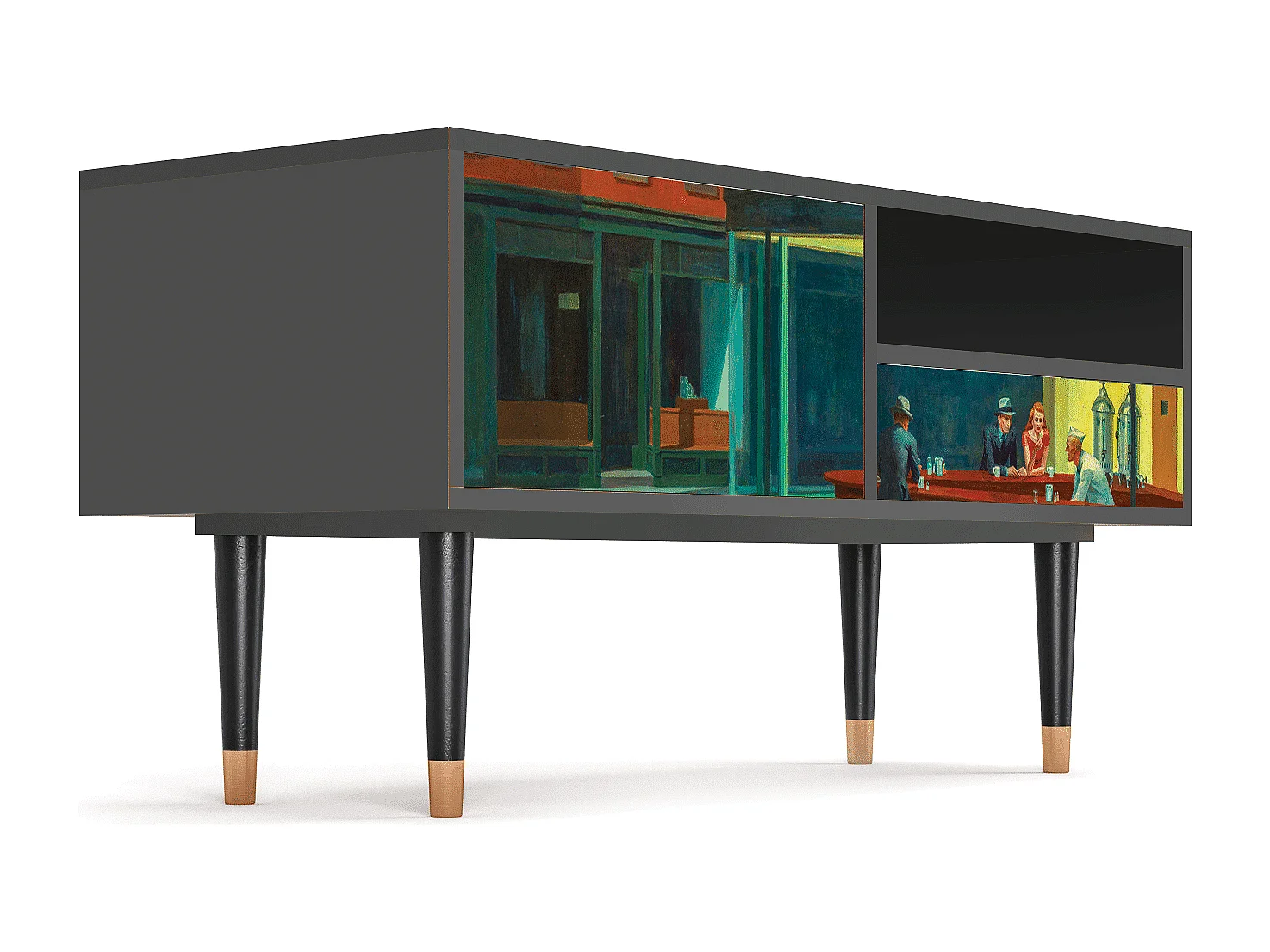 Szafka RTV - 115х59х48 cm - T3 - Nighthawks by Hopper, Antracyt