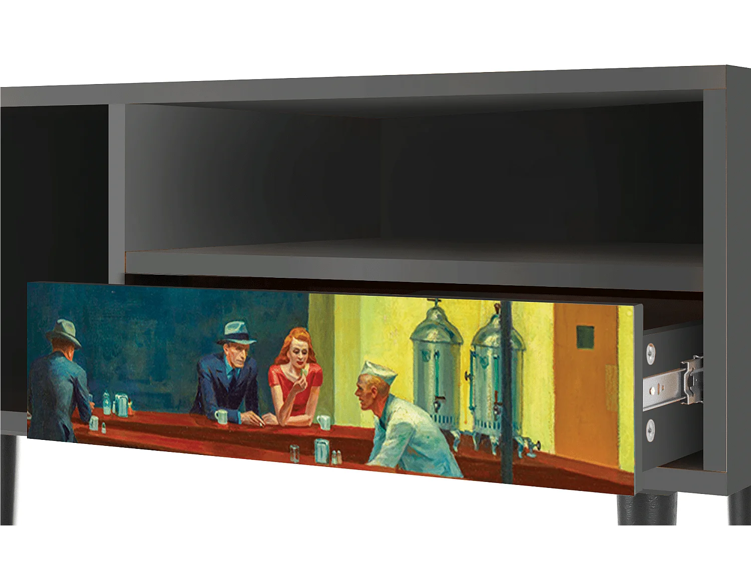 Szafka RTV - 115х59х48 cm - T3 - Nighthawks by Hopper, Antracyt