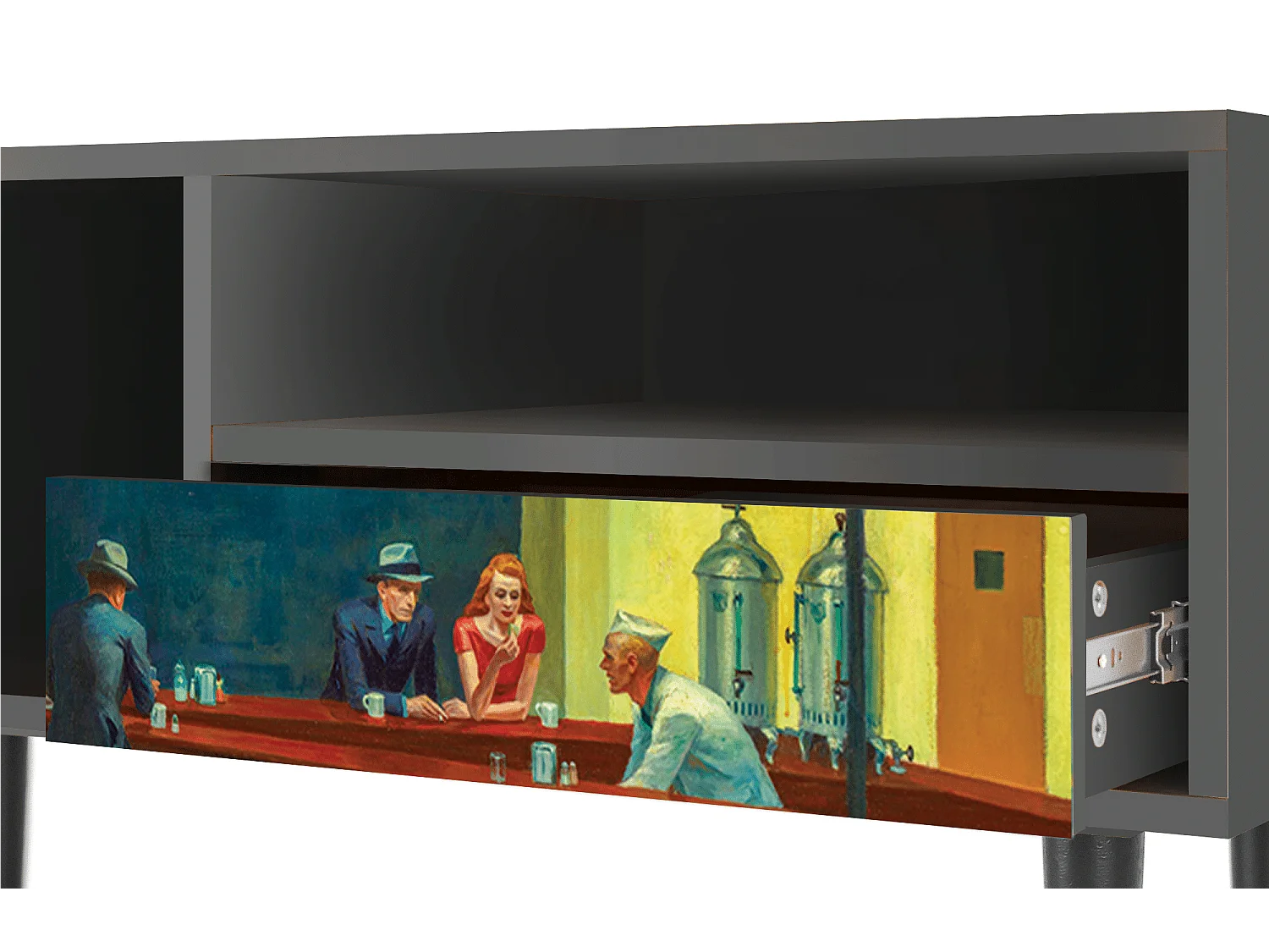 TV-meubel - 115х59х48 cm - T3 - Nighthawks by Hopper, Antraciet