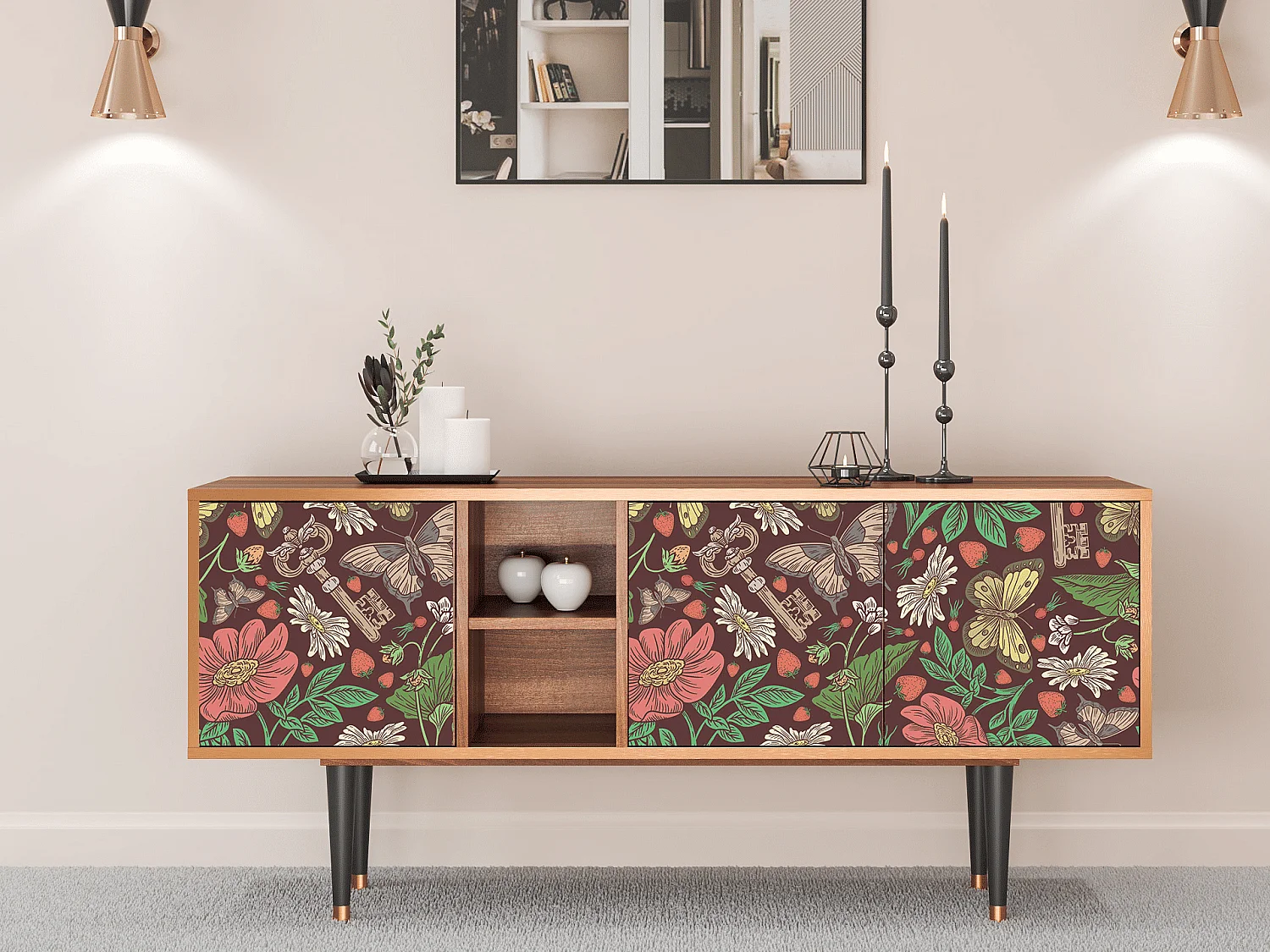 Szafka RTV - 150х69х41 cm - T5 - Alice in Wonderland, Orzech