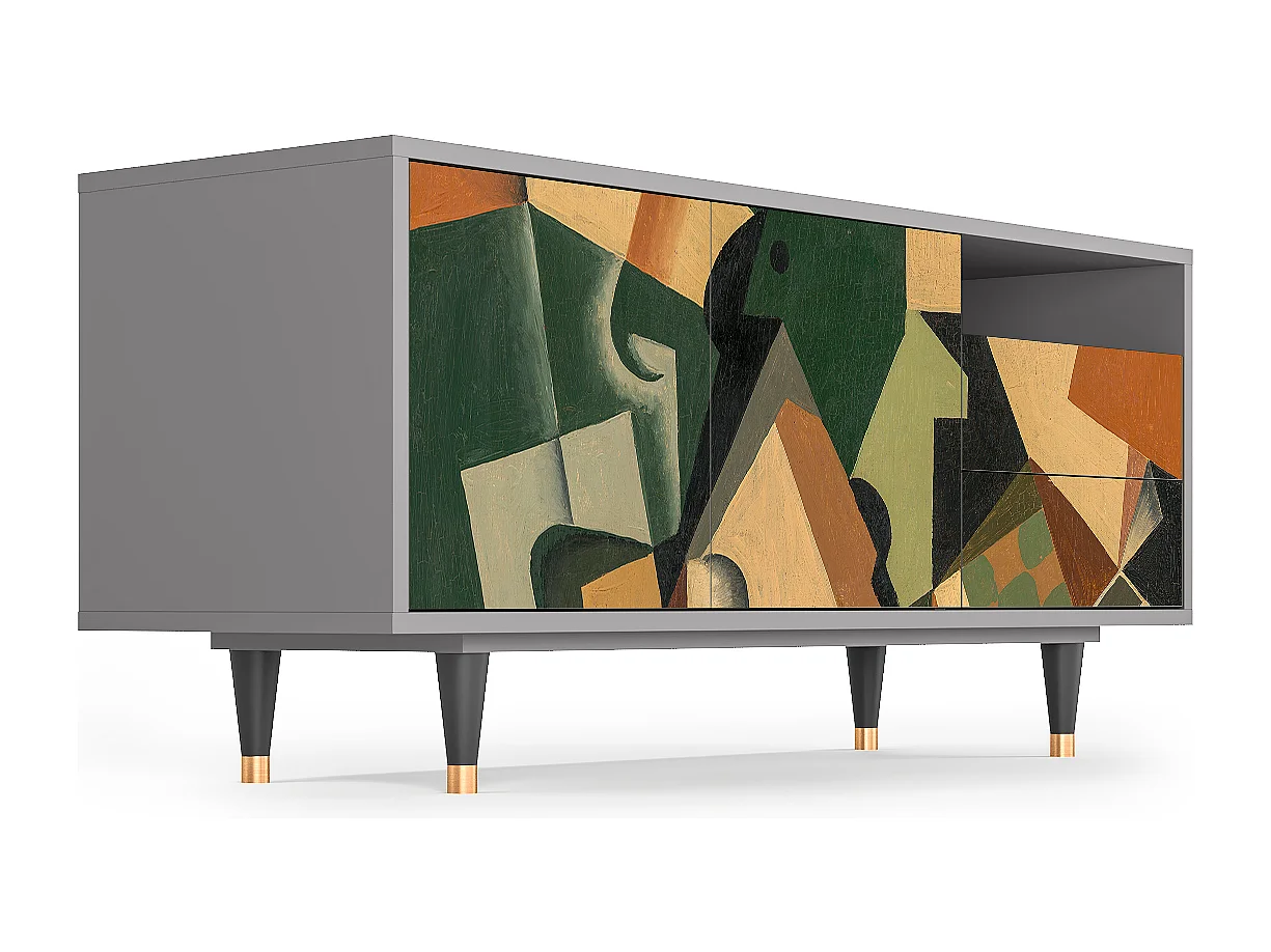 TV-Möbel - 125х56х41 cm - T7 - Glass and Checkerboard, Grau