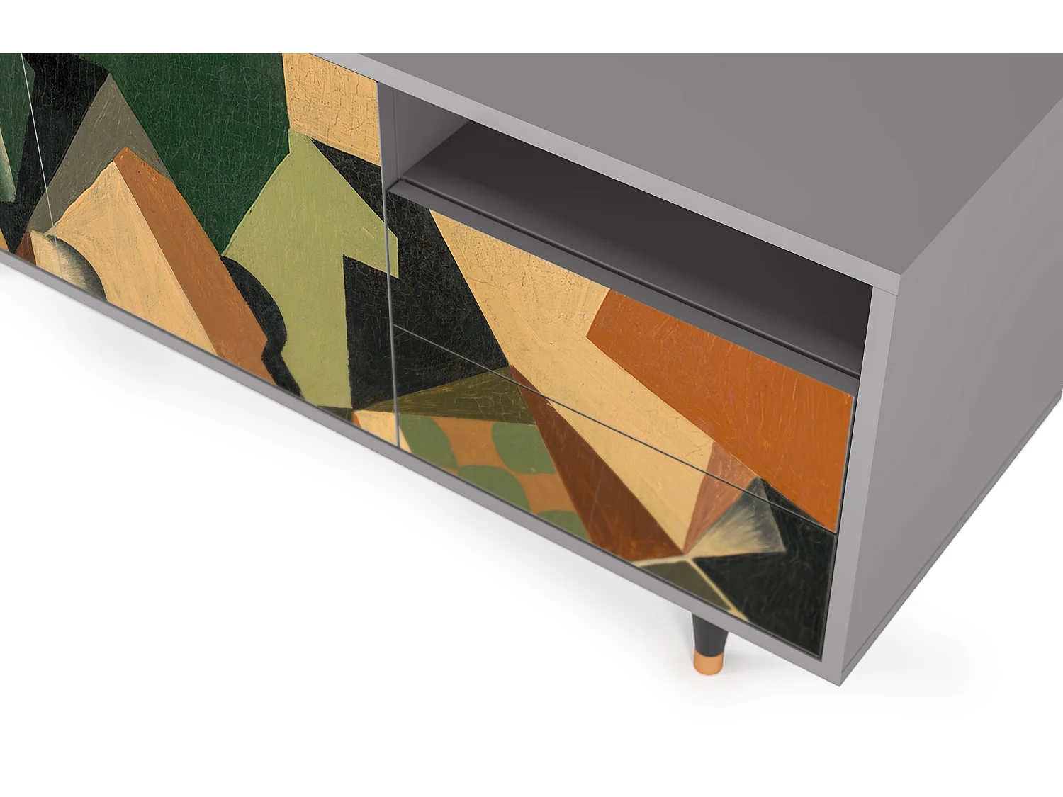 TV-Möbel - 125х56х41 cm - T7 - Glass and Checkerboard, Grau