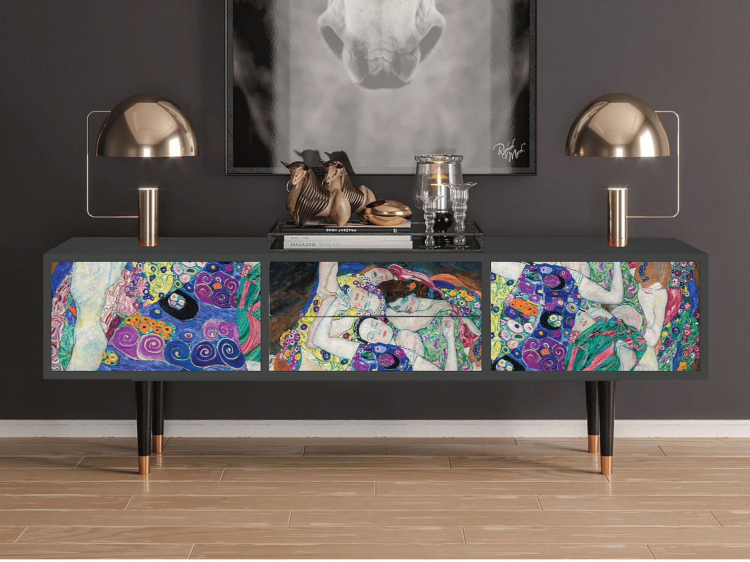 Mueble de TV - 170х59х48 cm - T4 - The Maiden by Klimt, Antracite