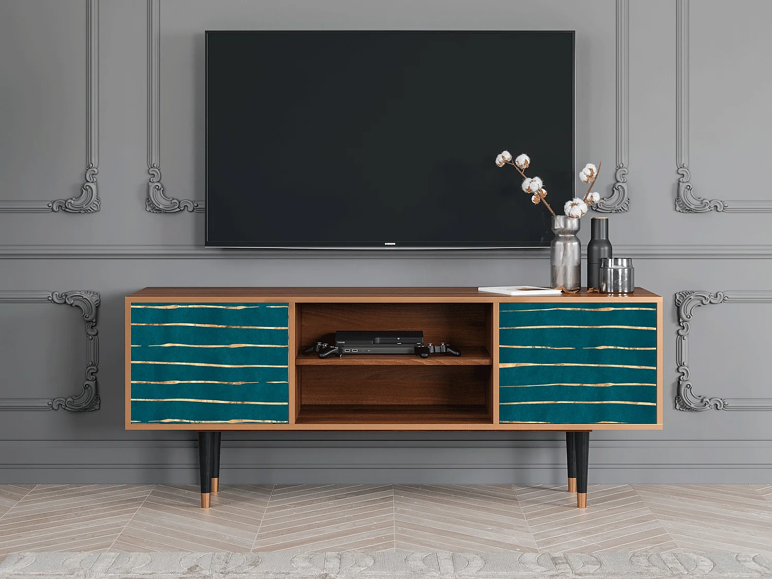 Mueble de TV - 170х69х48 cm - T2 - Ocean Drive, Nogueira