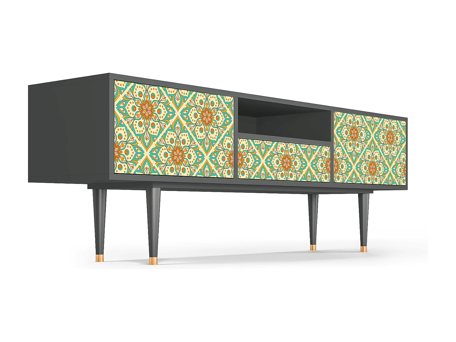 Mueble de TV - 170х59х41 cm - T6 - Hindu Daisy, Antracite