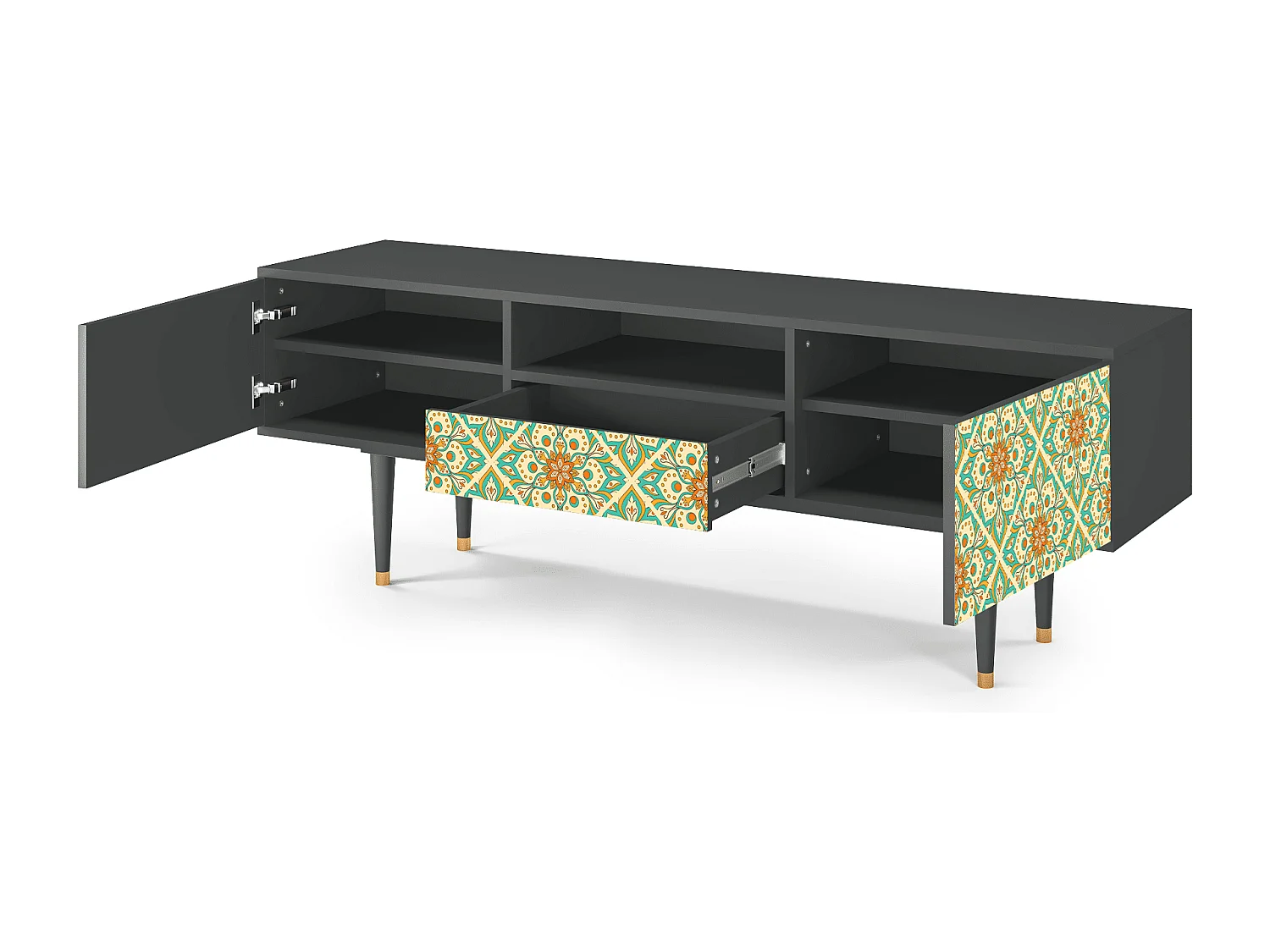 Mueble de TV - 170х59х41 cm - T6 - Hindu Daisy, Antracite