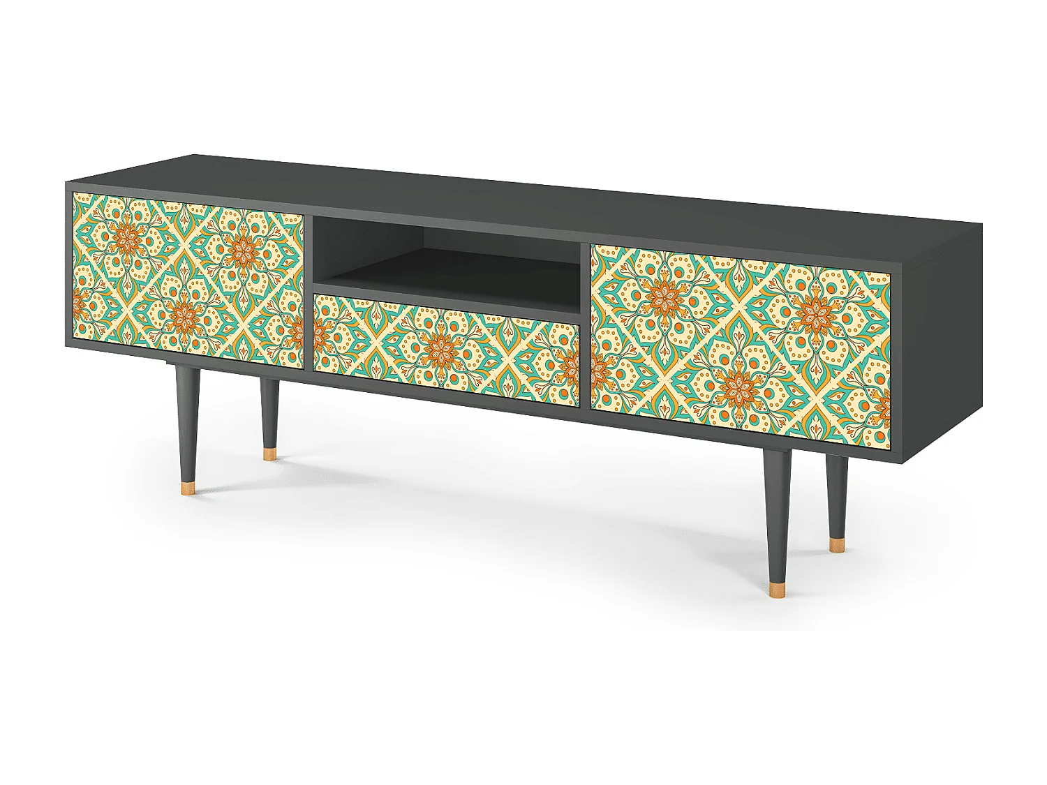 Szafka RTV - 170х59х41 cm - T6 - Hindu Daisy, Antracyt