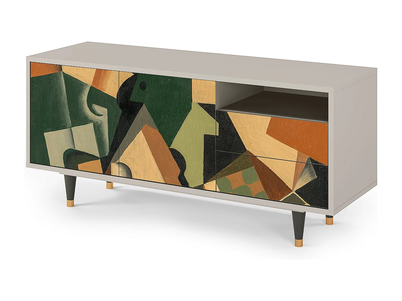 TV-Möbel - 125х56х41 cm - T7 - Glass and Checkerboard, Sand