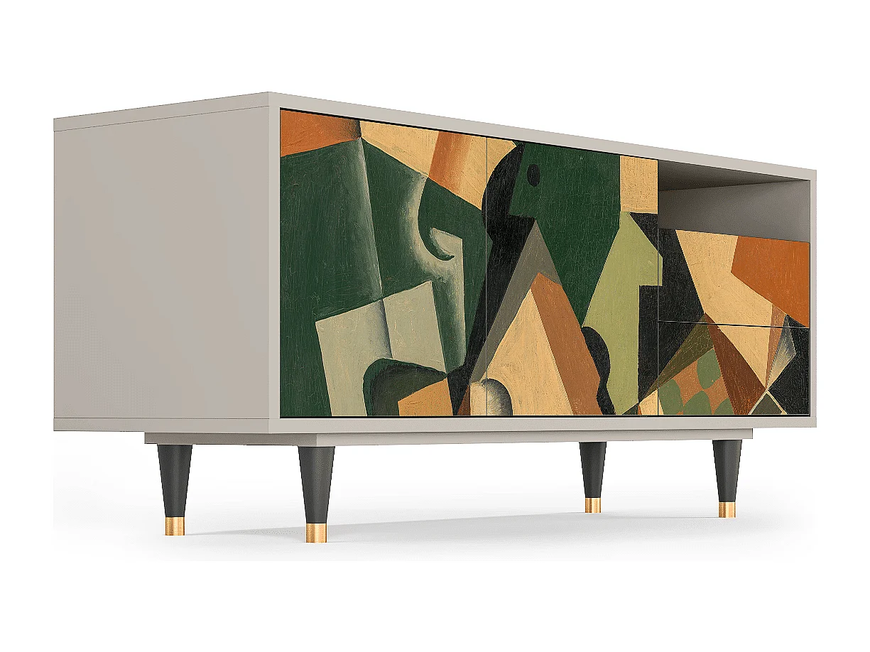 TV-Möbel - 125х56х41 cm - T7 - Glass and Checkerboard, Sand