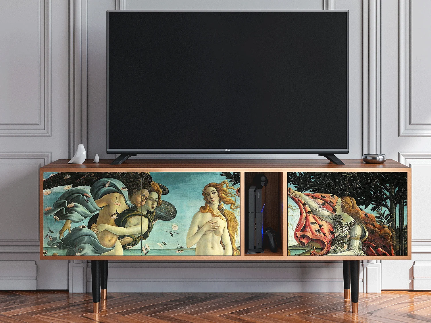 Szafka RTV - 170х69х48 cm - T1 - The Birth of Venus, Orzech