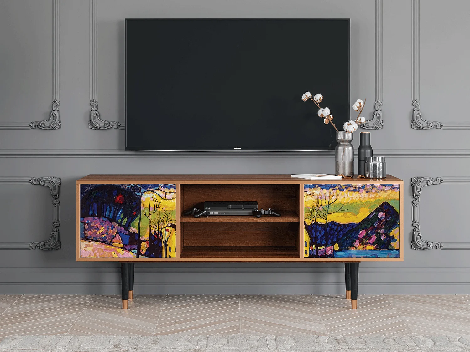 TV-Möbel - 170х69х48 cm - T2 - Winter Landscape, Walnuss