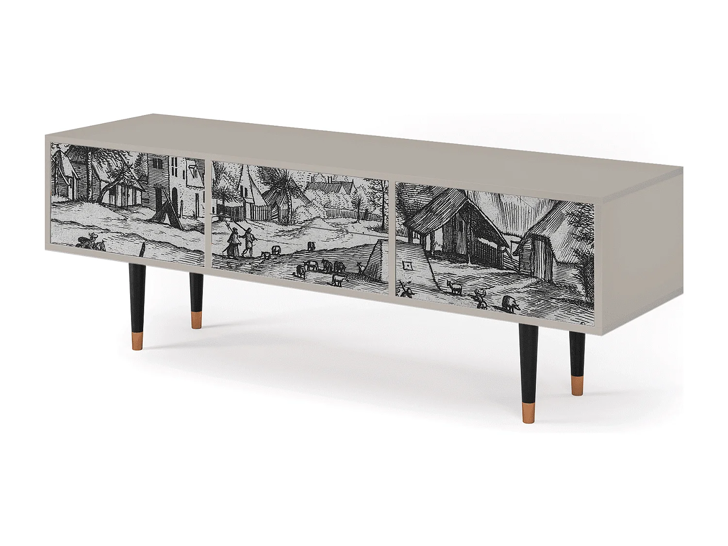 Szafka RTV - 170х59х48 cm - T4 - Country Village, Piaskowy