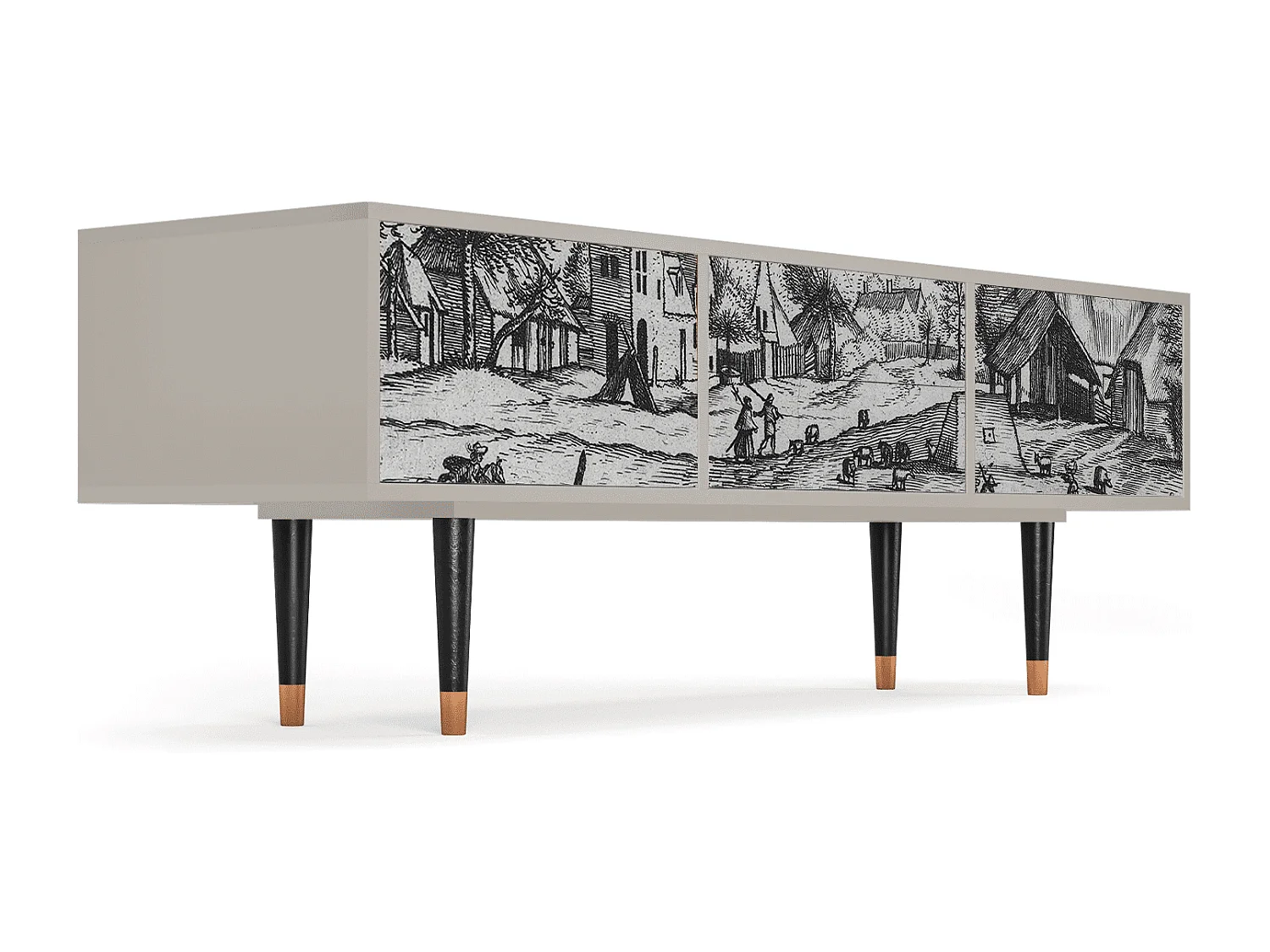 Szafka RTV - 170х59х48 cm - T4 - Country Village, Piaskowy