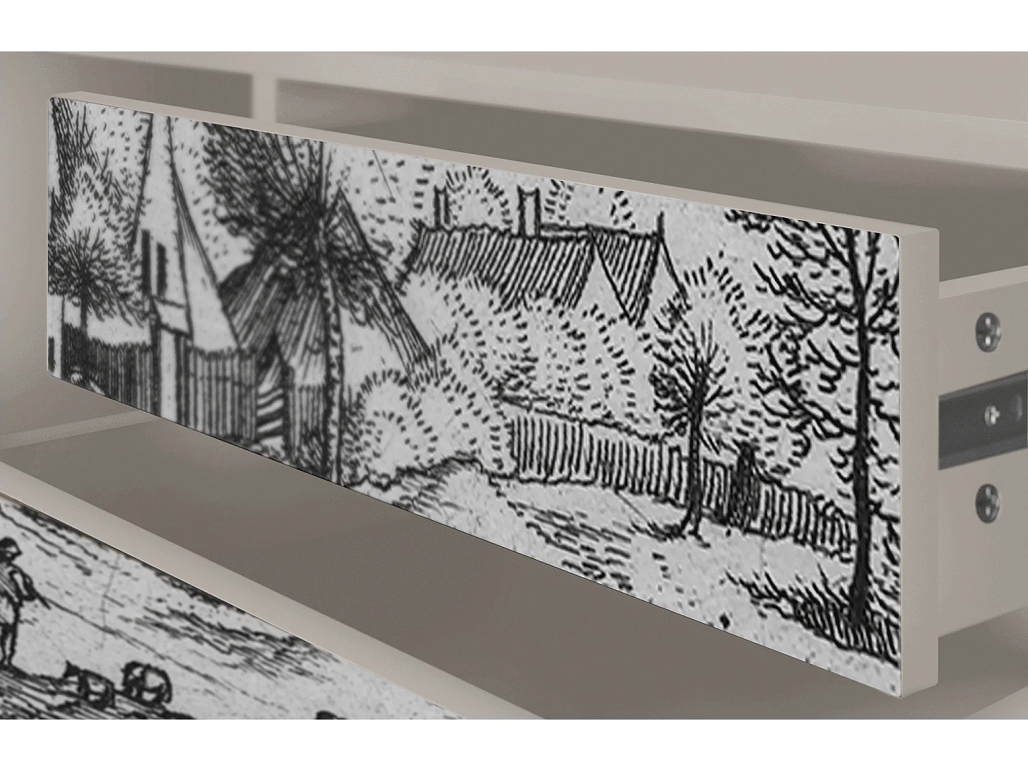 Szafka RTV - 170х59х48 cm - T4 - Country Village, Piaskowy