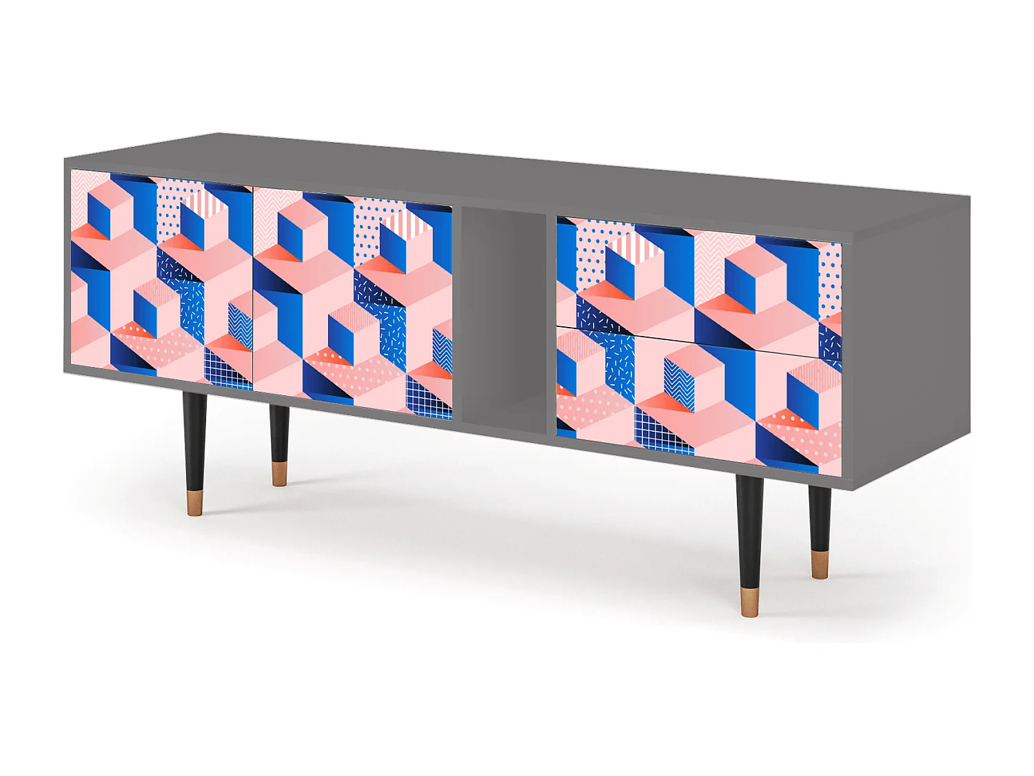 Szafka RTV - 170х69х48 cm - T1 - Pinky Squares, Szary