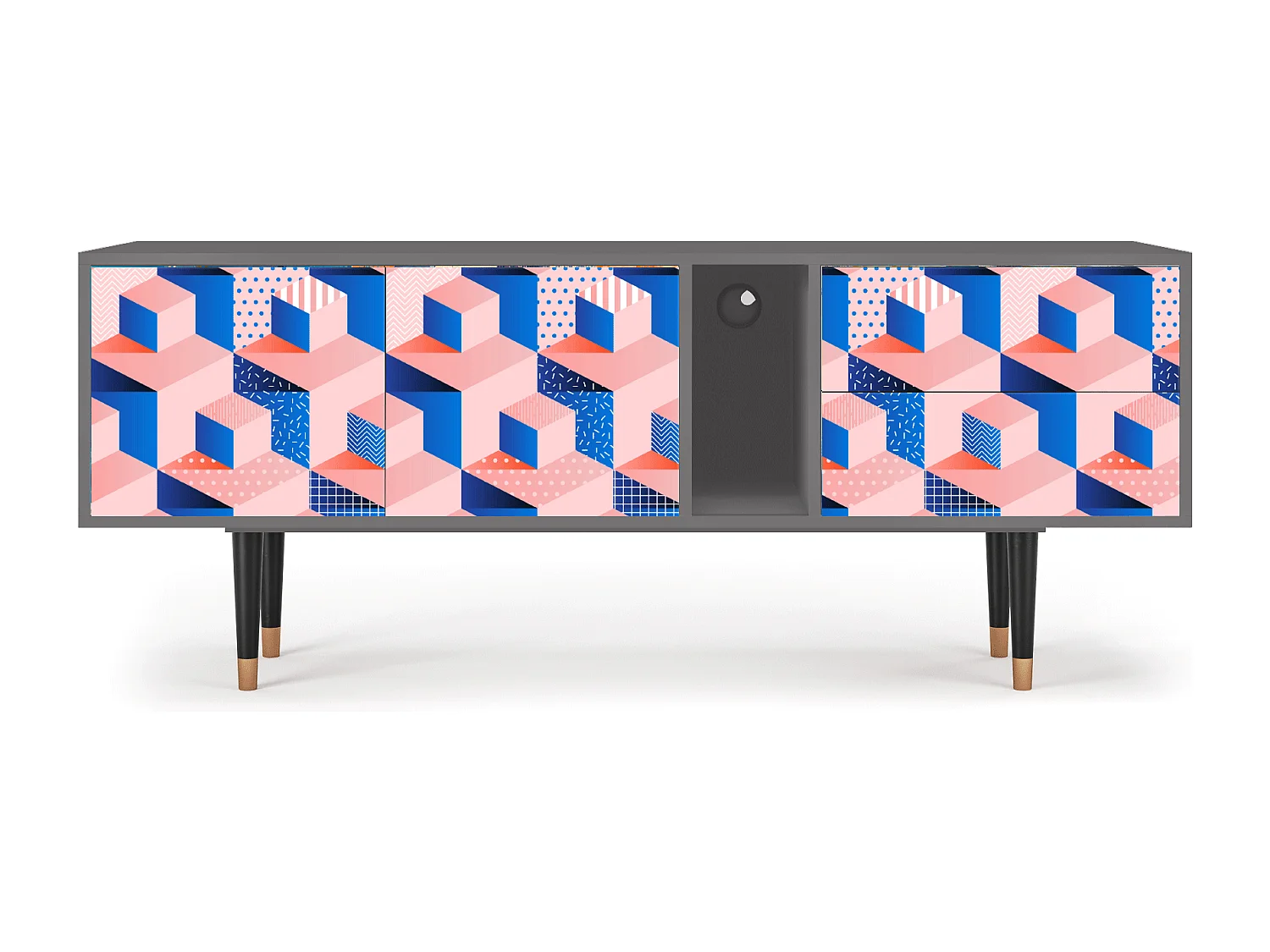 Meuble TV - 170х69х48 cm - T1 - Pinky Squares, Gris