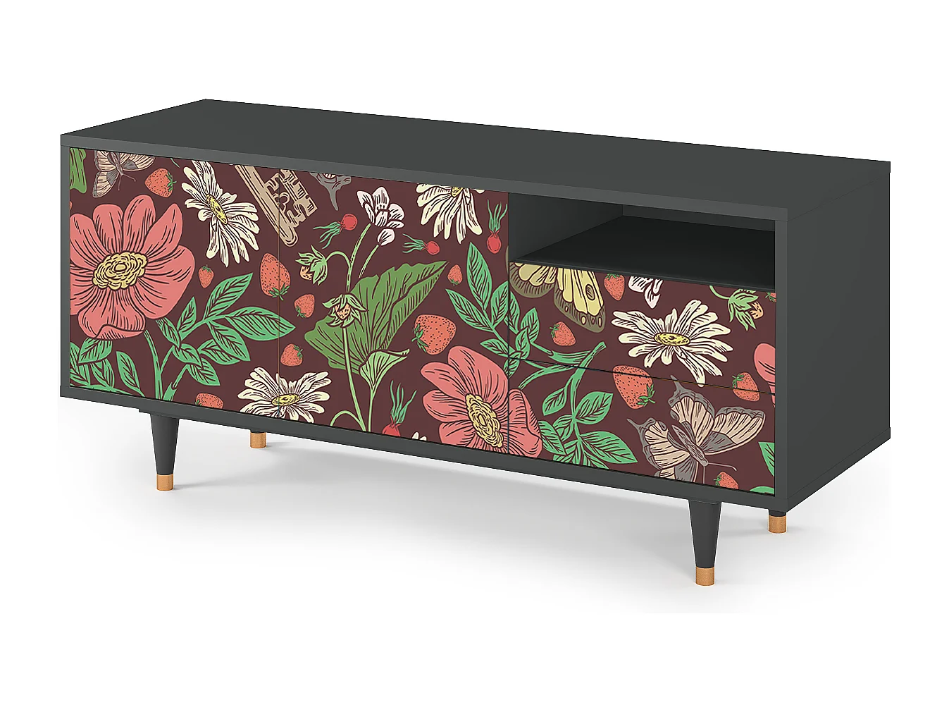 Mueble de TV - 125х56х41 cm - T7 - Alice in Wonderland, Antracite