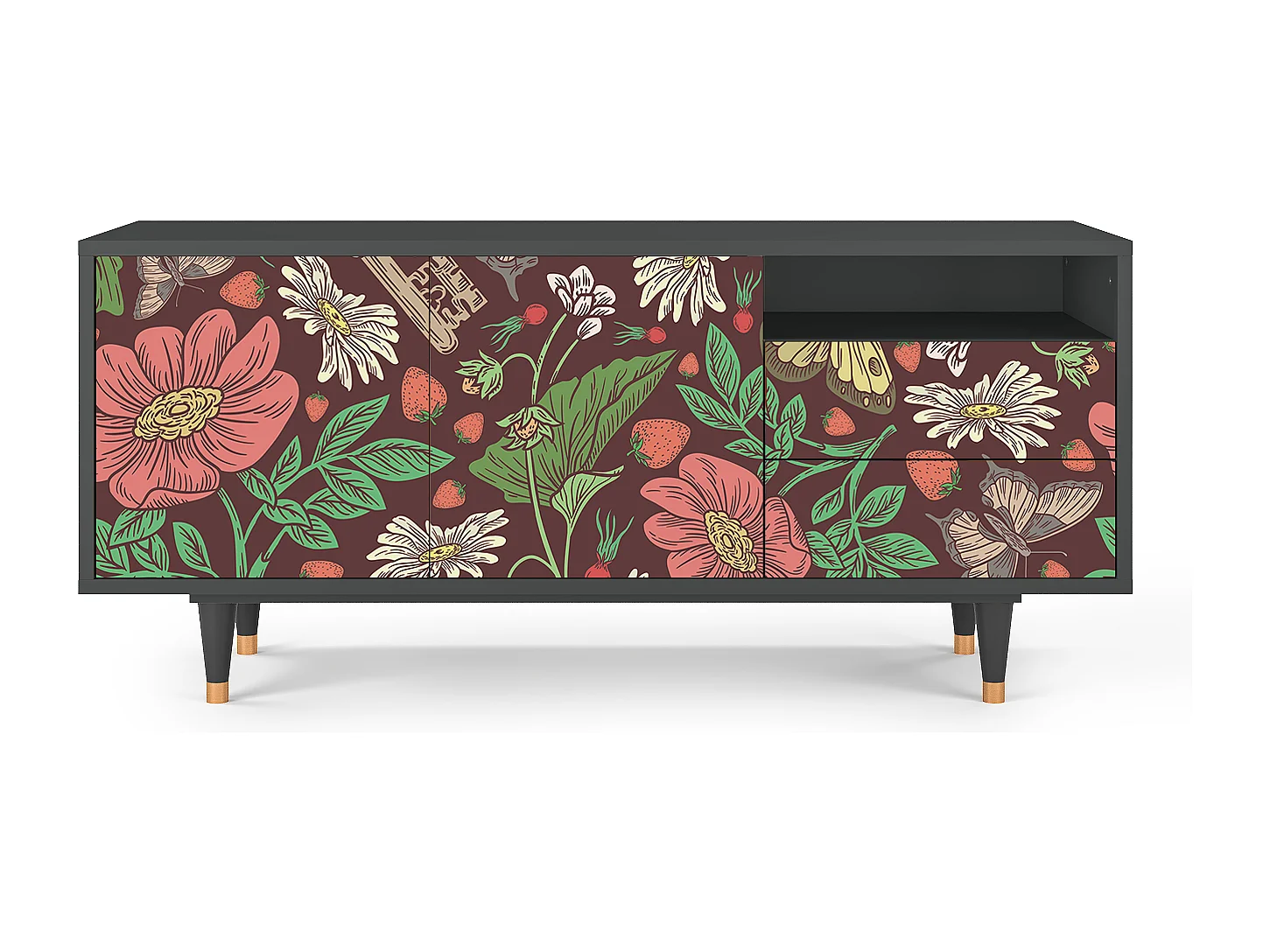 Meuble TV - 125х56х41 cm - T7 - Alice in Wonderland, Anthracite