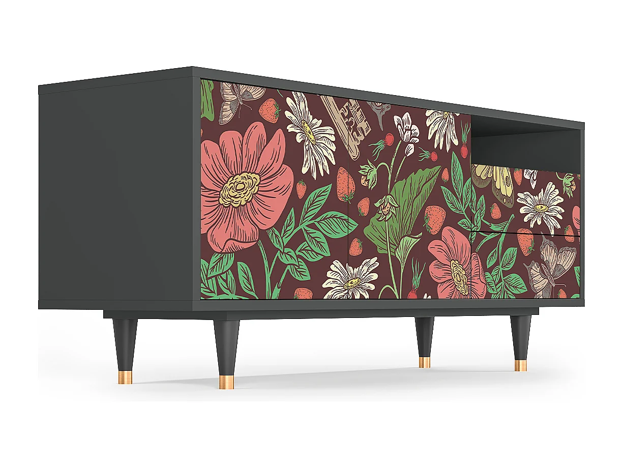 Meuble TV - 125х56х41 cm - T7 - Alice in Wonderland, Anthracite