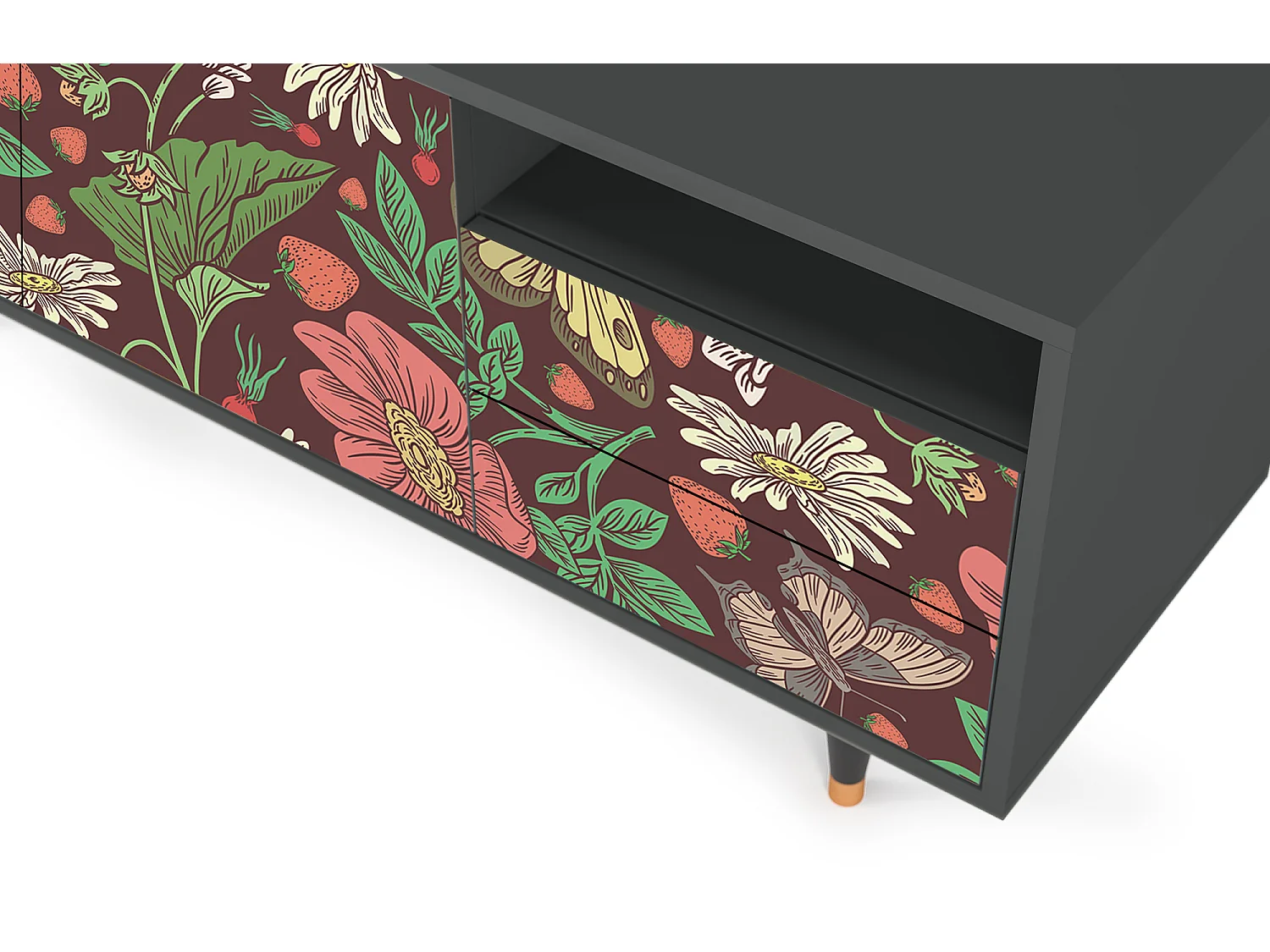 Meuble TV - 125х56х41 cm - T7 - Alice in Wonderland, Anthracite