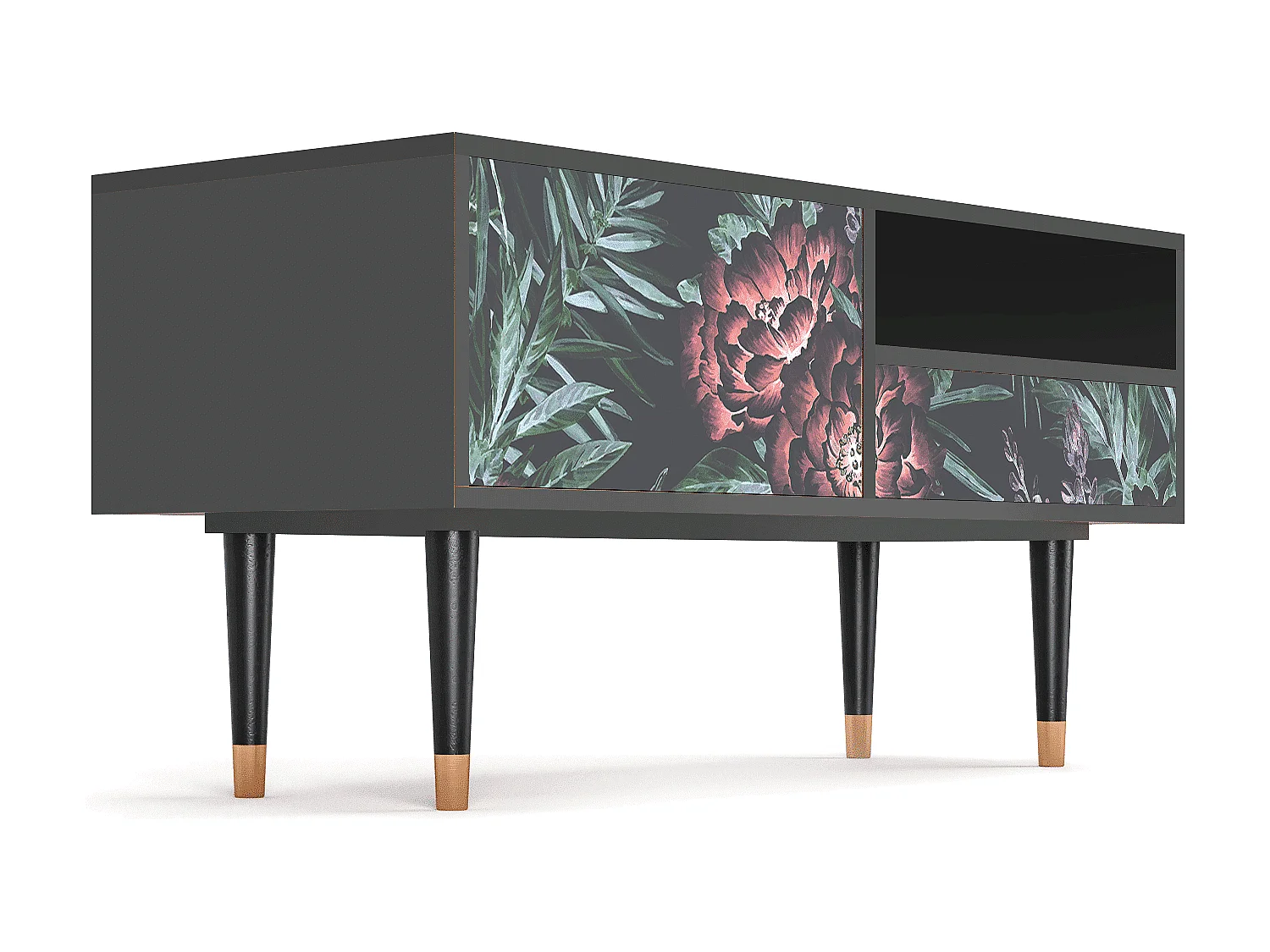 Meuble TV - 115х59х48 cm - T3 - Dark Peonies, Anthracite