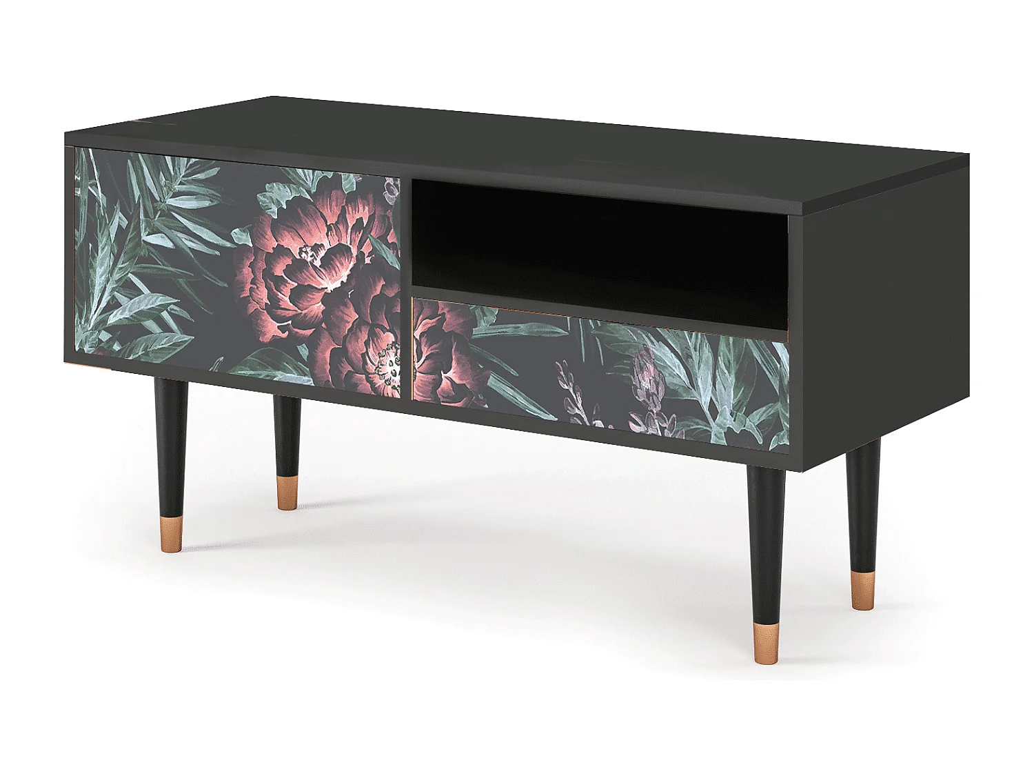 Meuble TV - 115х59х48 cm - T3 - Dark Peonies, Anthracite