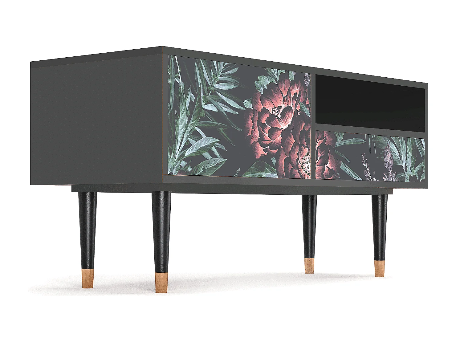 Meuble TV - 115х59х48 cm - T3 - Dark Peonies, Anthracite