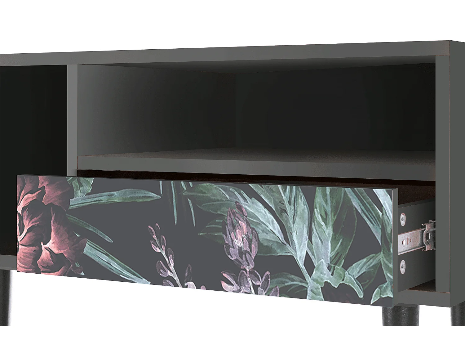 Meuble TV - 115х59х48 cm - T3 - Dark Peonies, Anthracite