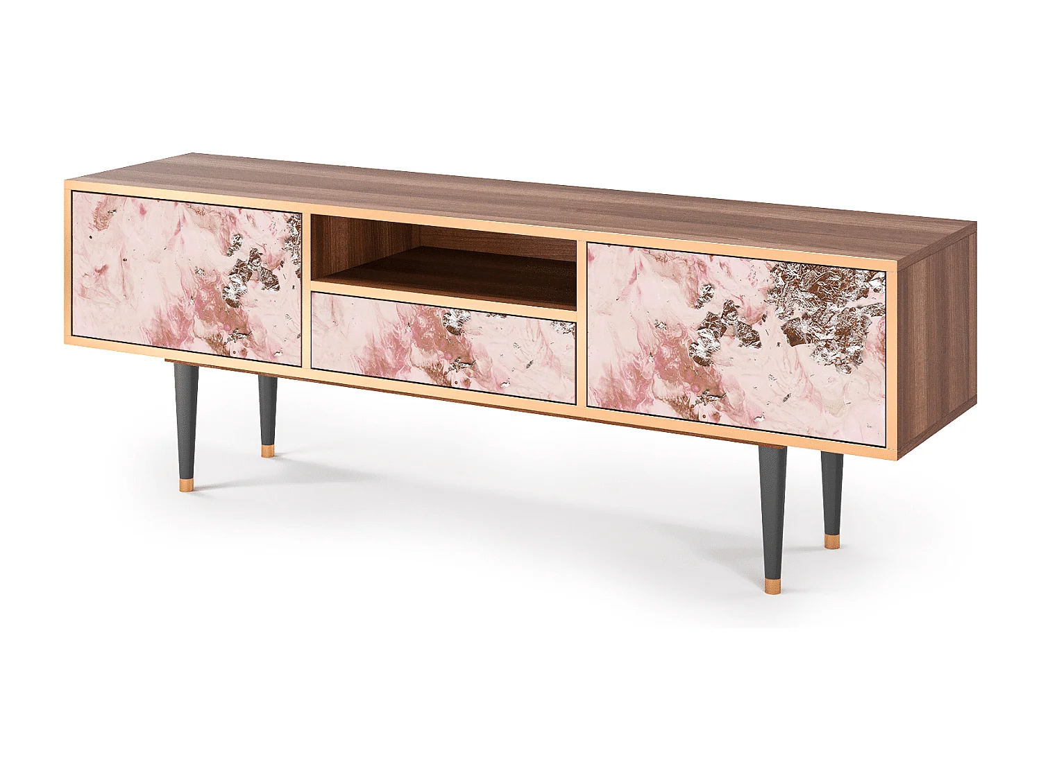 Szafka RTV - 170х59х41 cm - T6 - Cotton Candy, Orzech