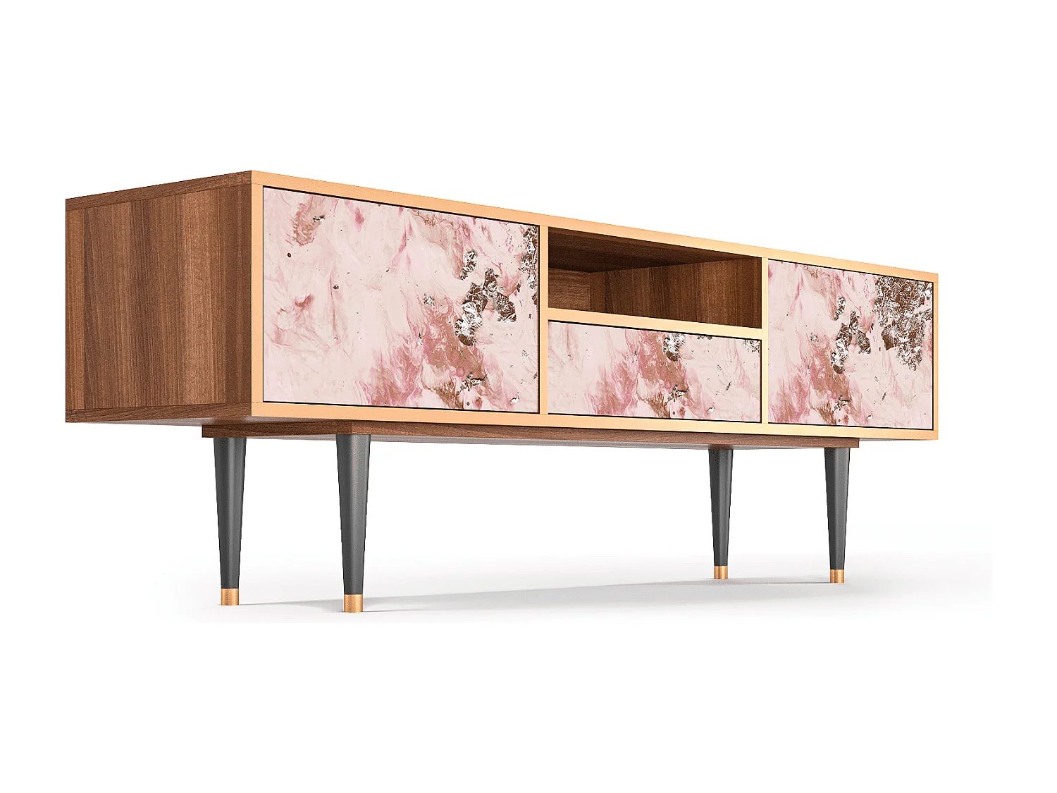 Szafka RTV - 170х59х41 cm - T6 - Cotton Candy, Orzech