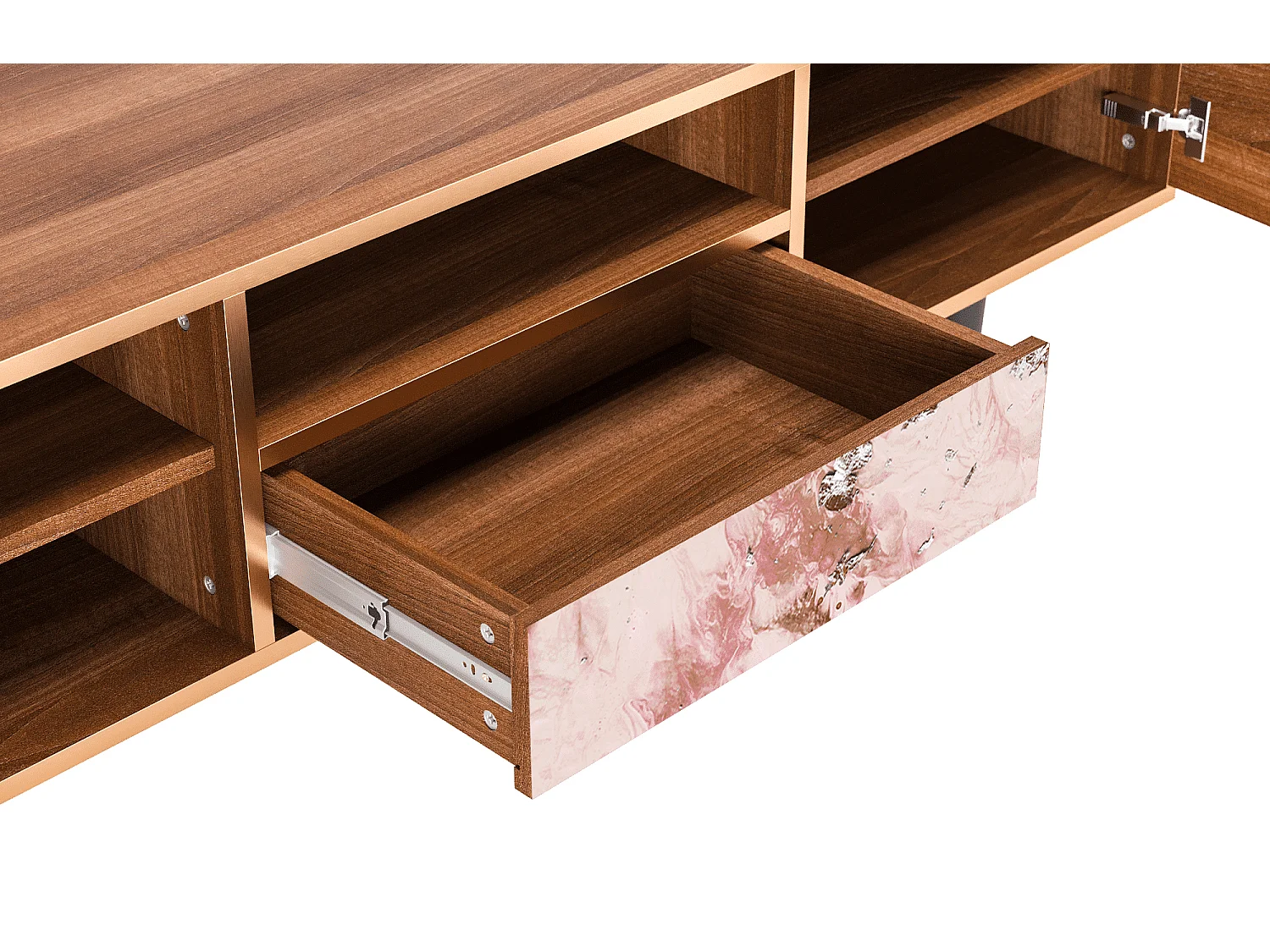 Szafka RTV - 170х59х41 cm - T6 - Cotton Candy, Orzech