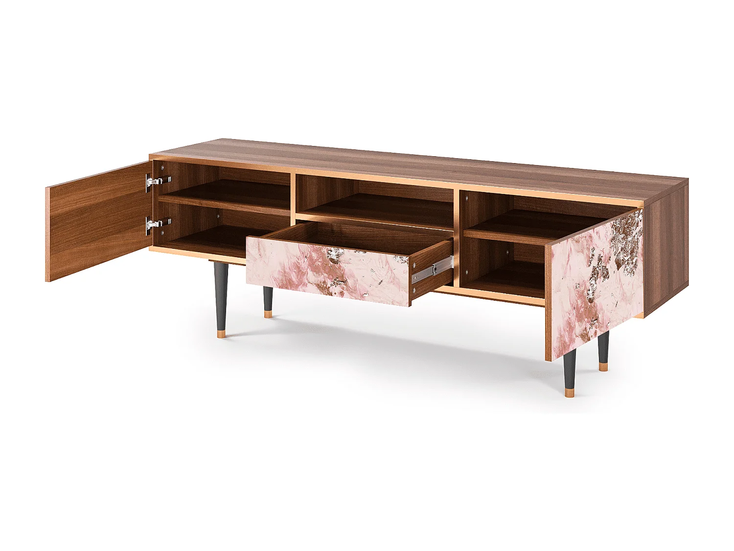 Szafka RTV - 170х59х41 cm - T6 - Cotton Candy, Orzech