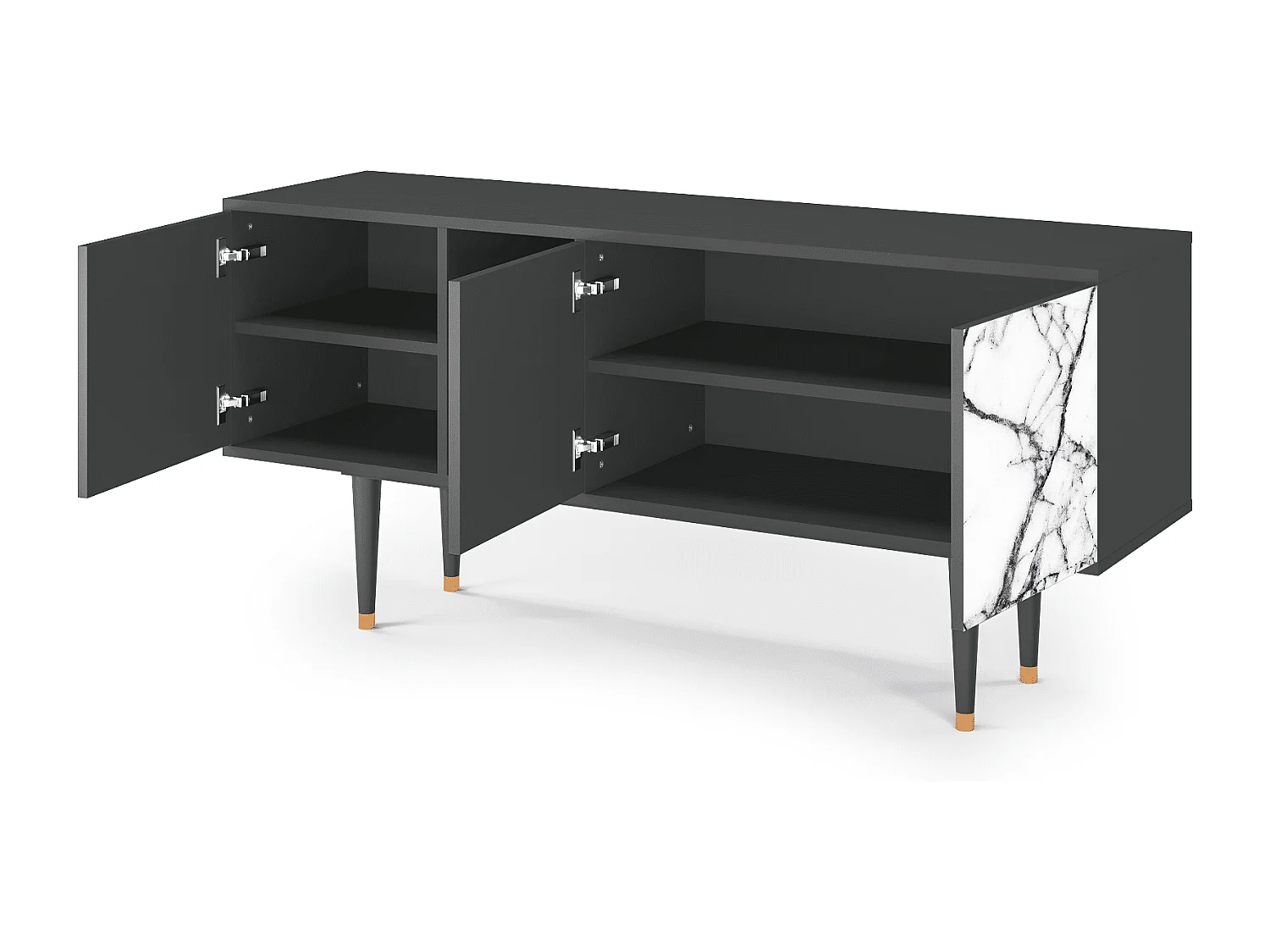 Szafka RTV - 150х69х41 cm - T5 - Raven Marble, Antracyt