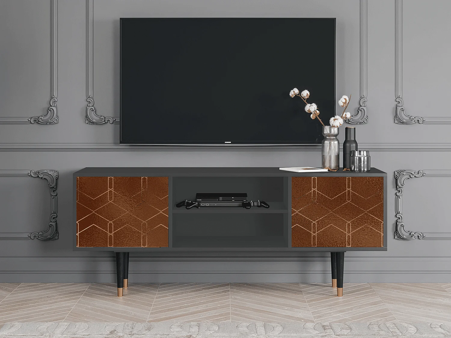 Meuble TV - 170х69х48 cm - T2 - Chocolate Bar, Anthracite