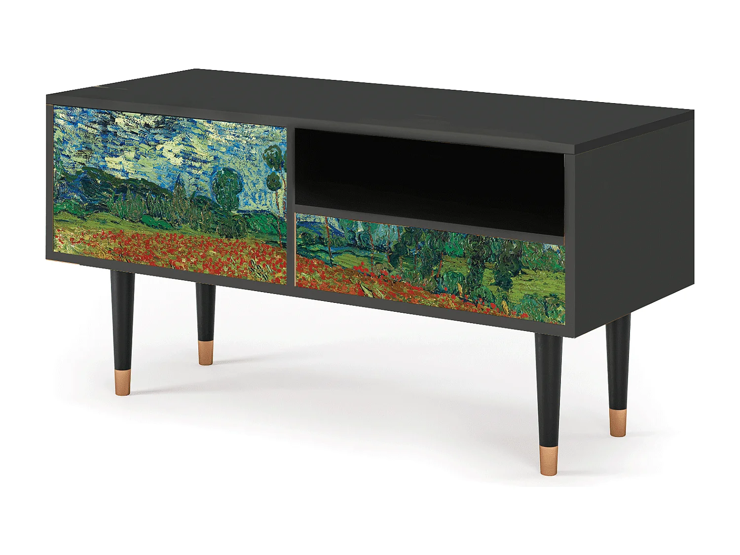 TV-meubel - 115х59х48 cm - T3 - Poppy field by van Gogh, Antraciet
