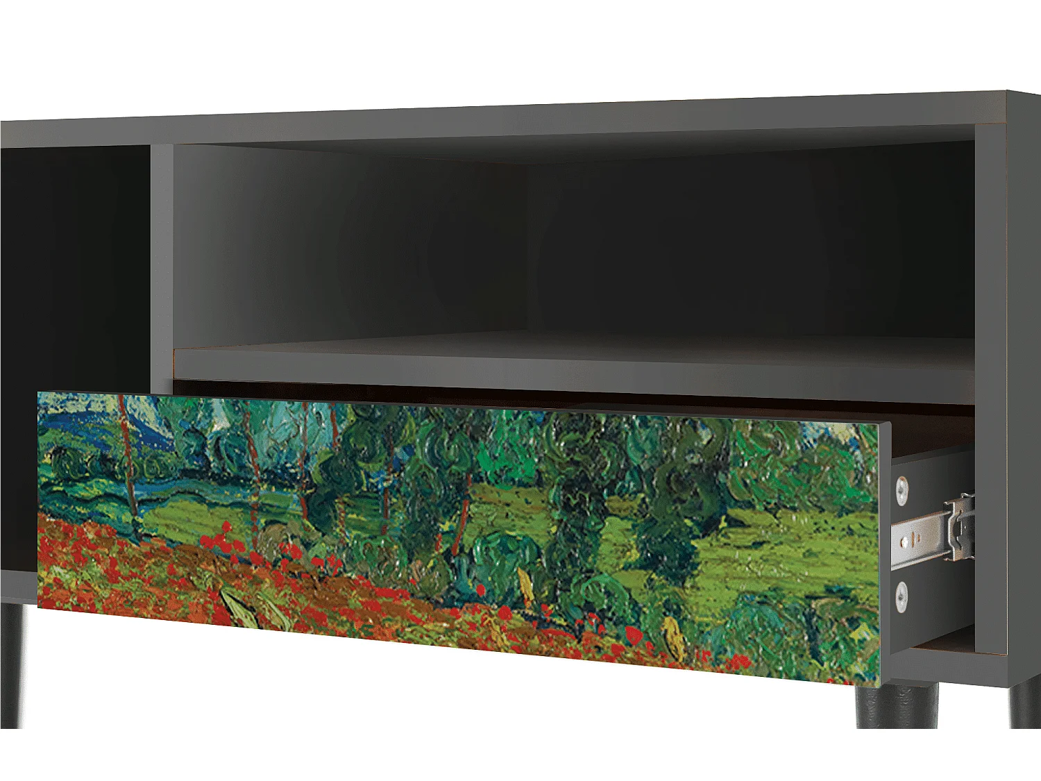 TV-meubel - 115х59х48 cm - T3 - Poppy field by van Gogh, Antraciet